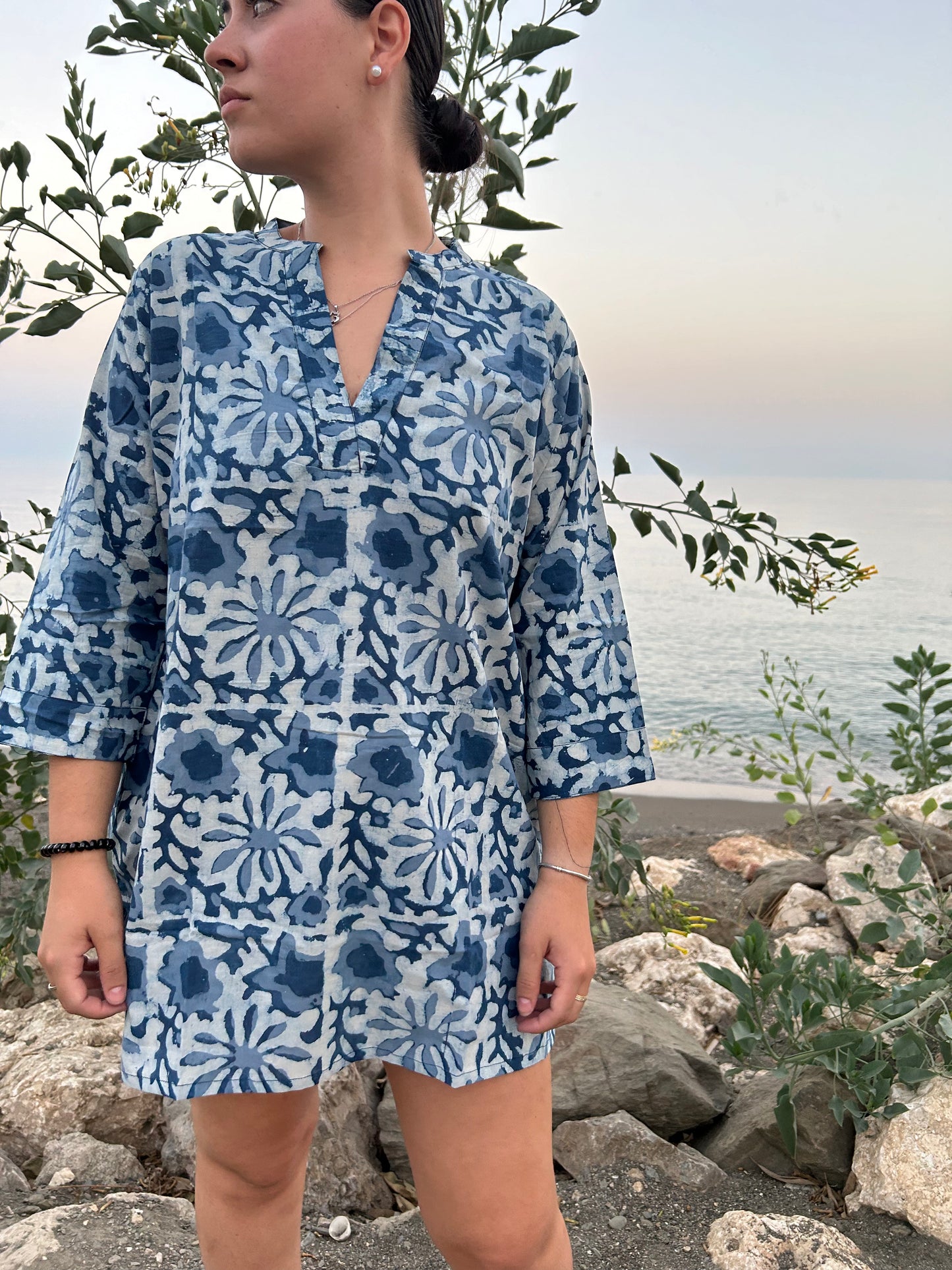 Indigo organic cotton tunic