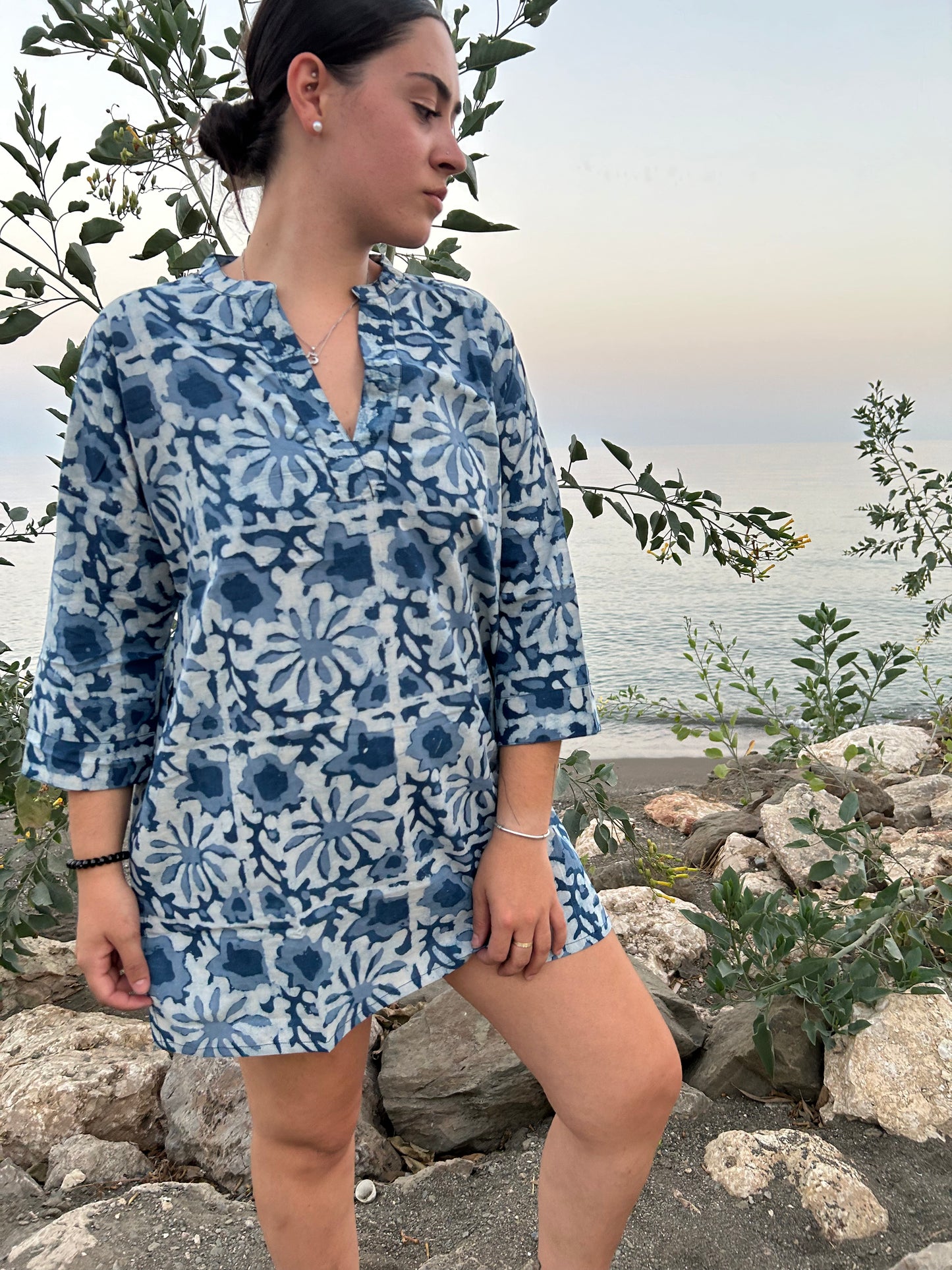 Indigo organic cotton tunic