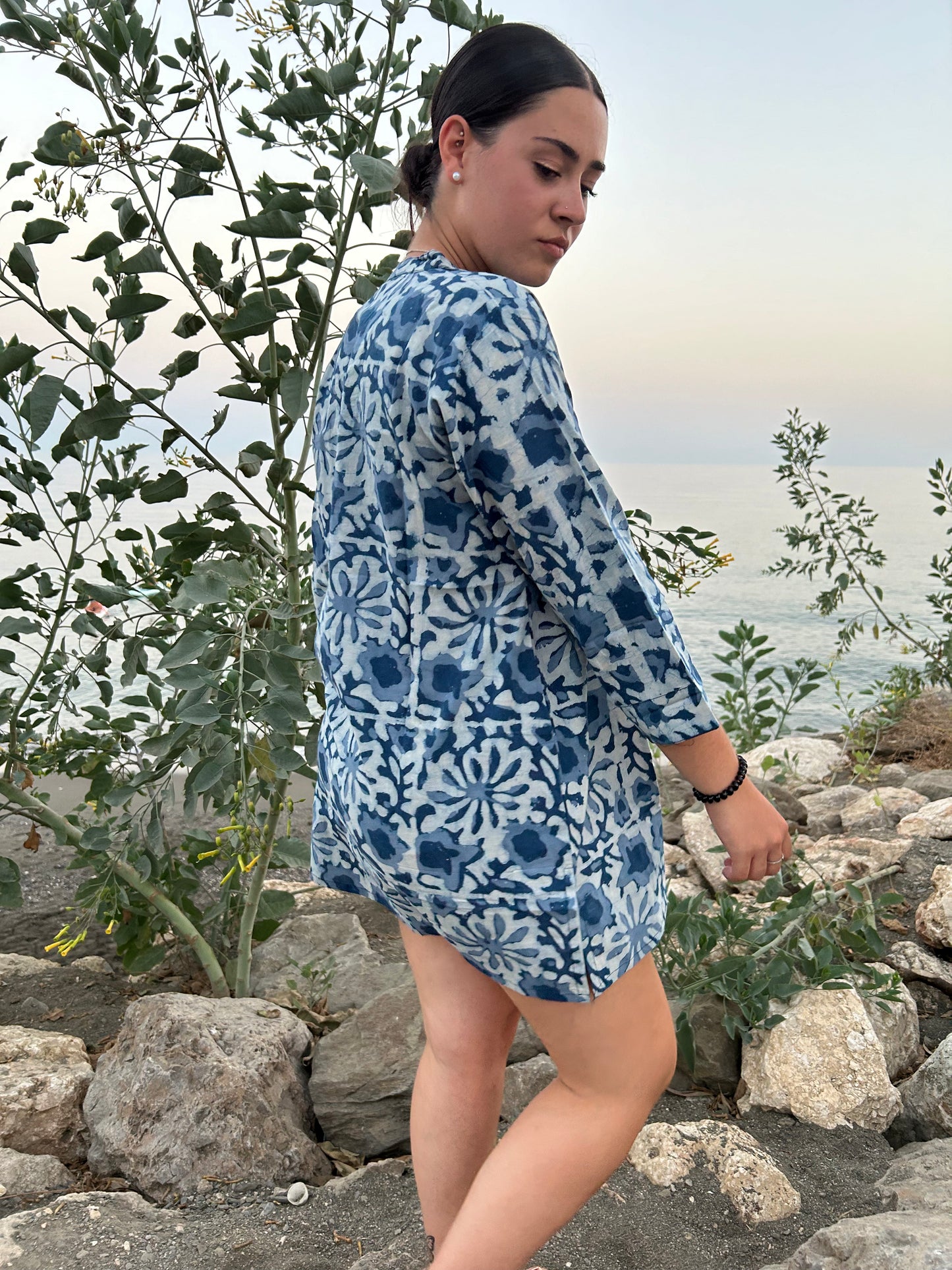 Indigo organic cotton tunic