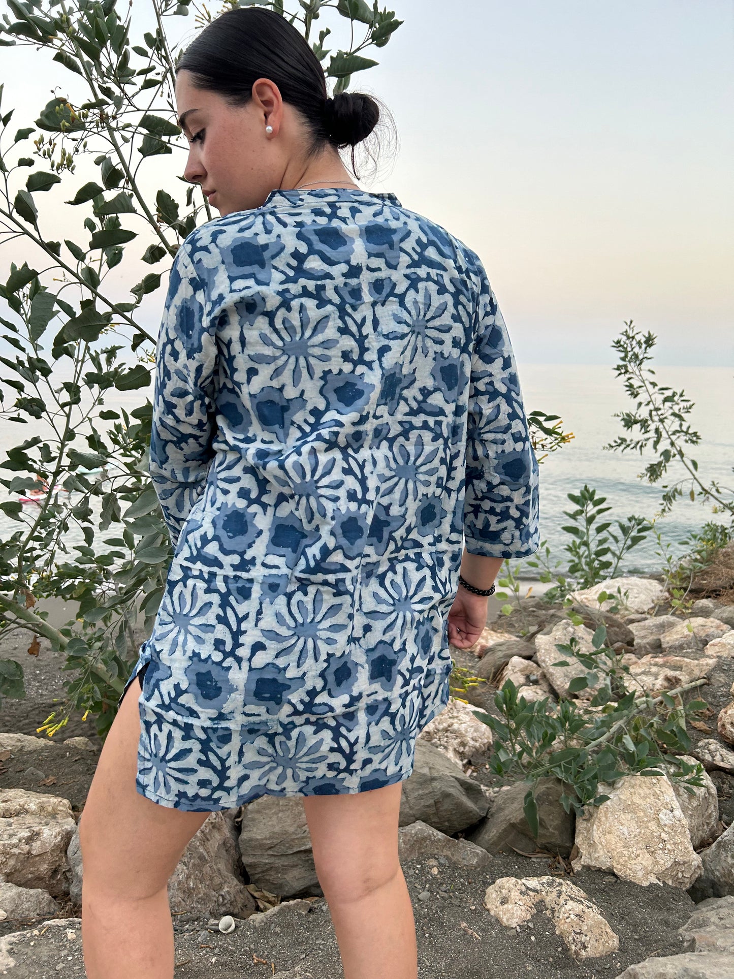 Indigo organic cotton tunic