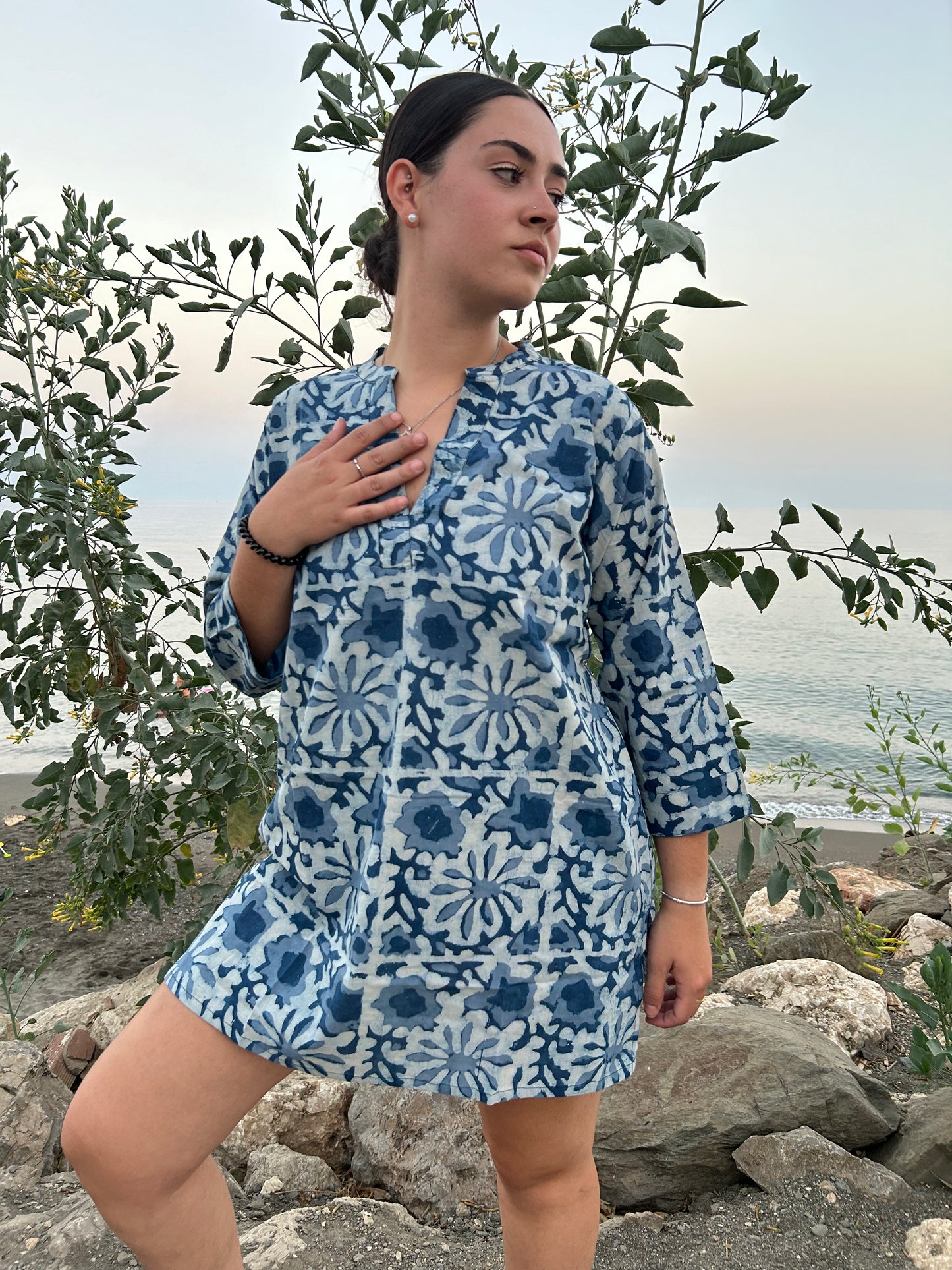Indigo organic cotton tunic