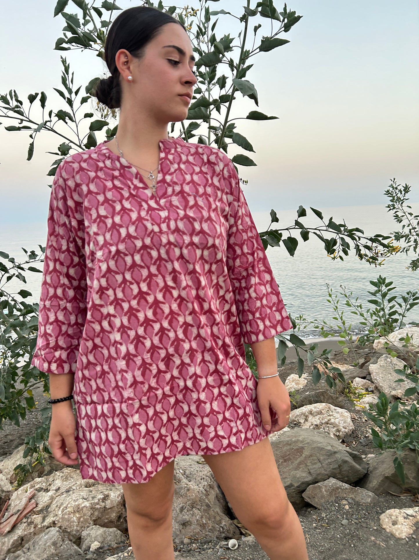 handmade pink cotton tunic