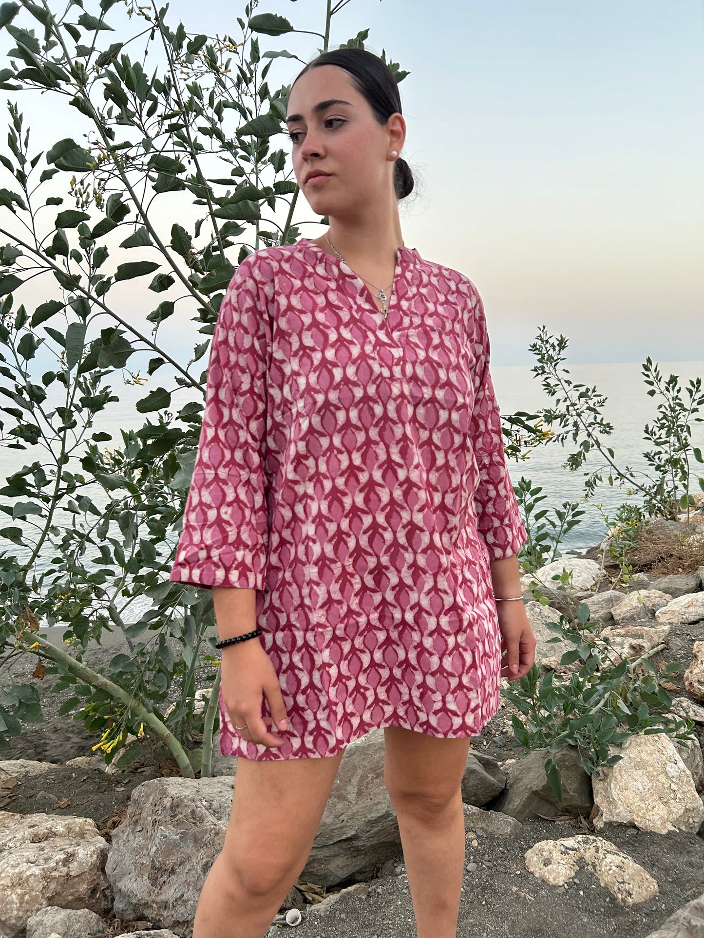 handmade pink cotton tunic