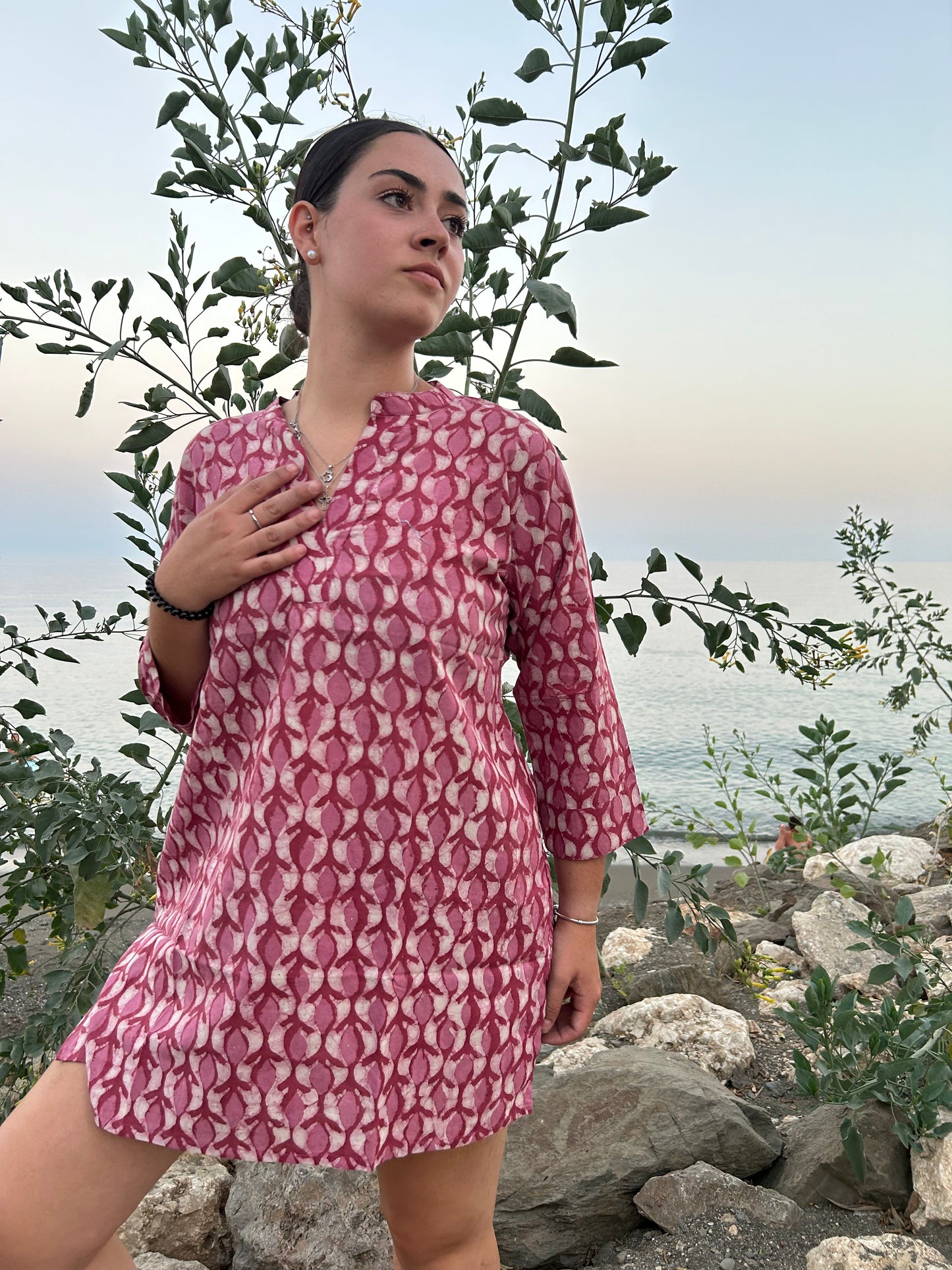 handmade pink cotton tunic