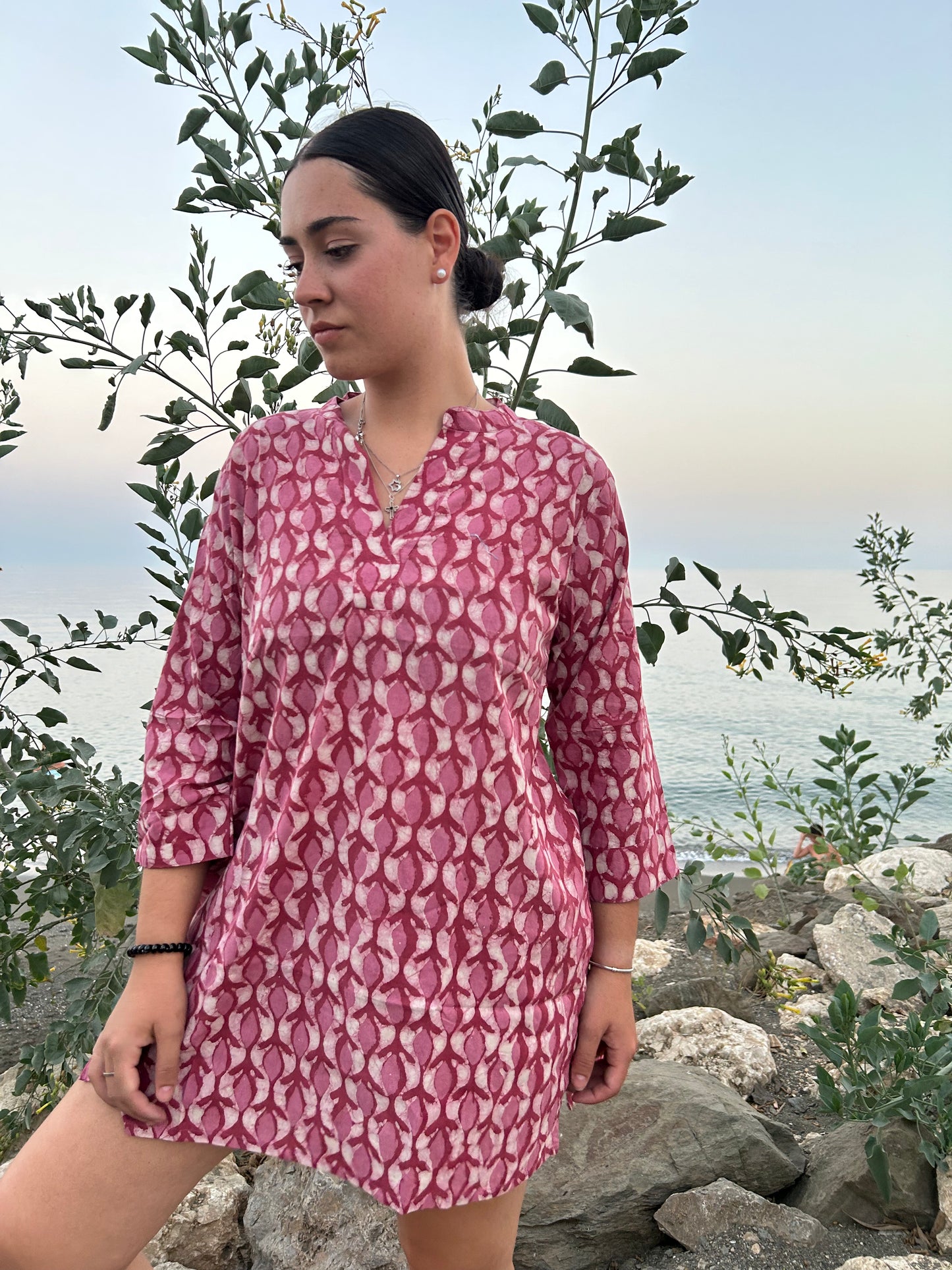 handmade pink cotton tunic