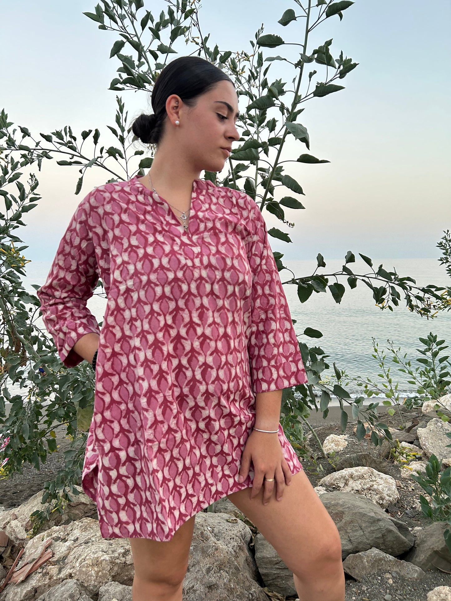 handmade pink cotton tunic