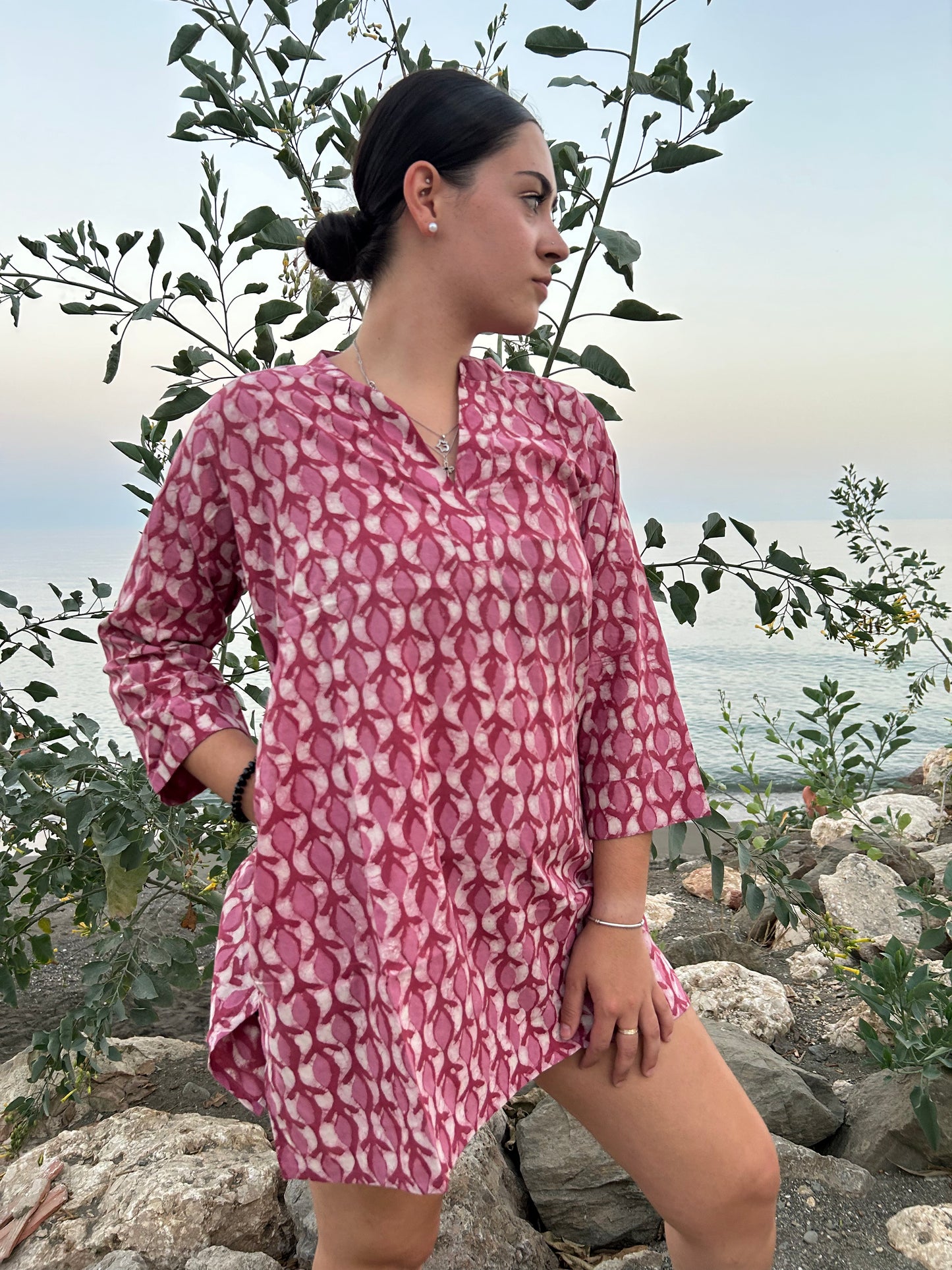 handmade pink cotton tunic