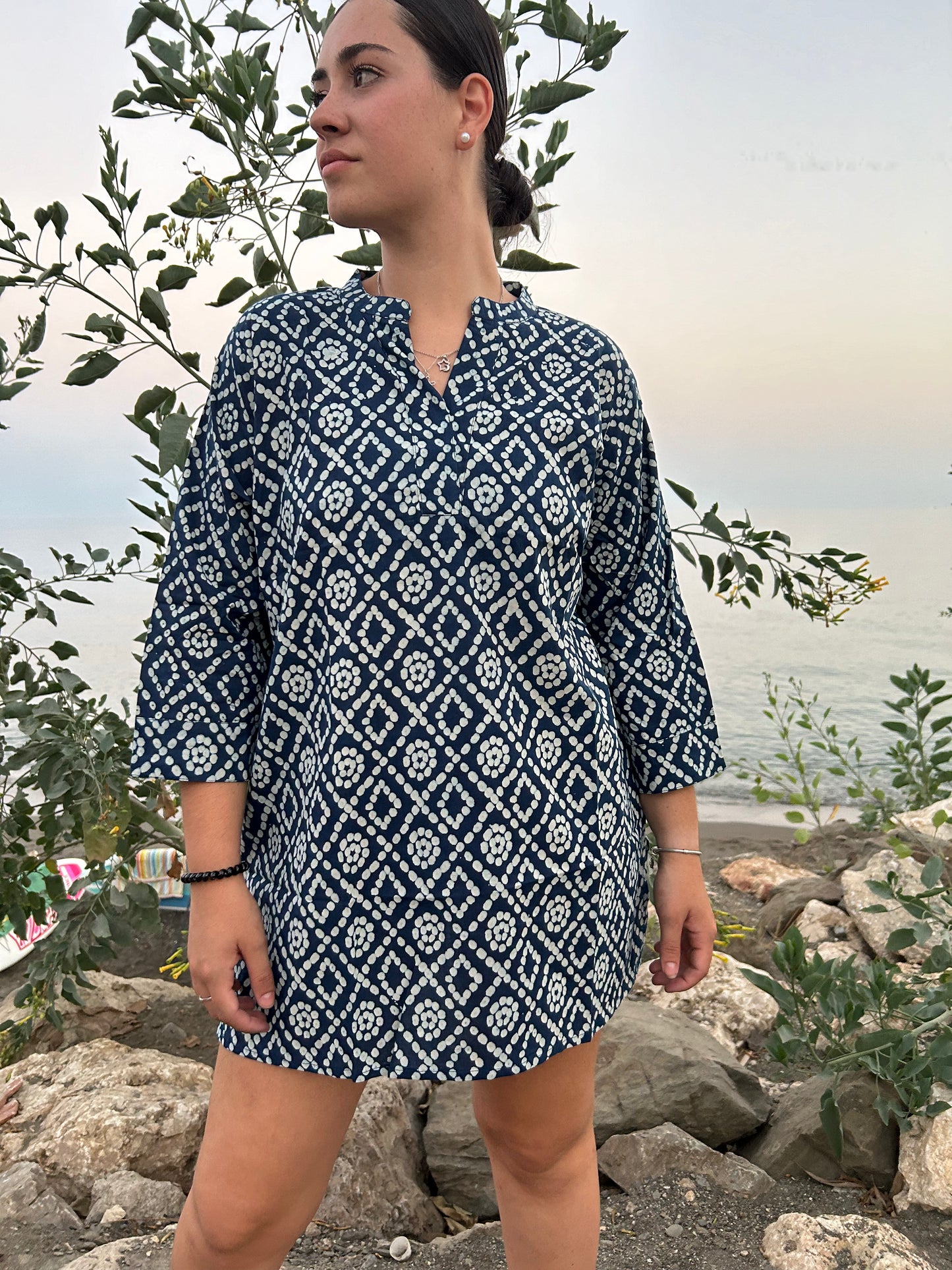 indigo organic tunic