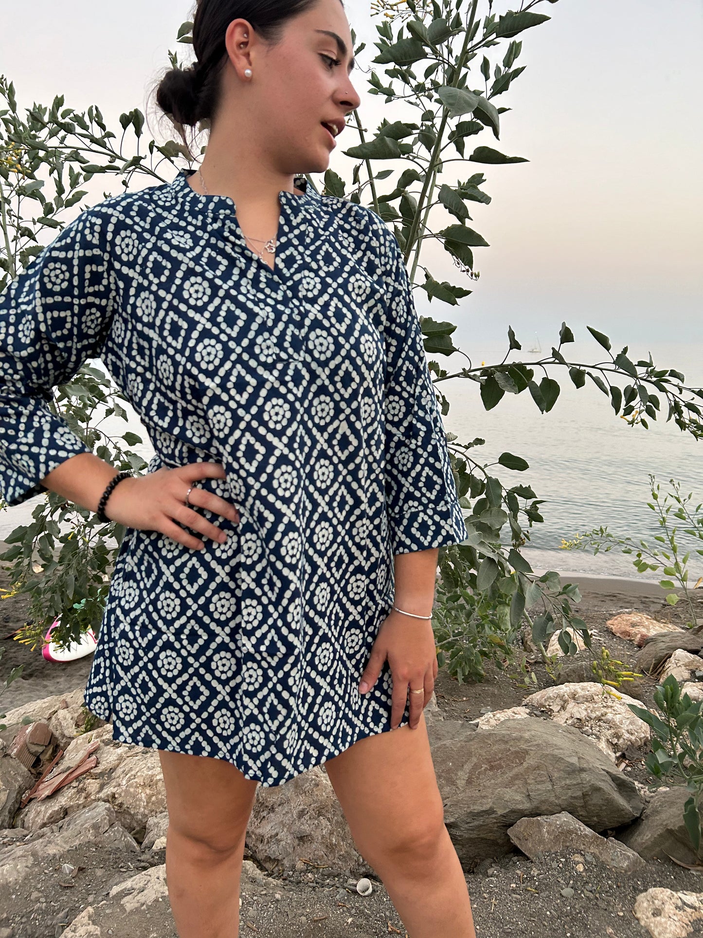 indigo organic tunic