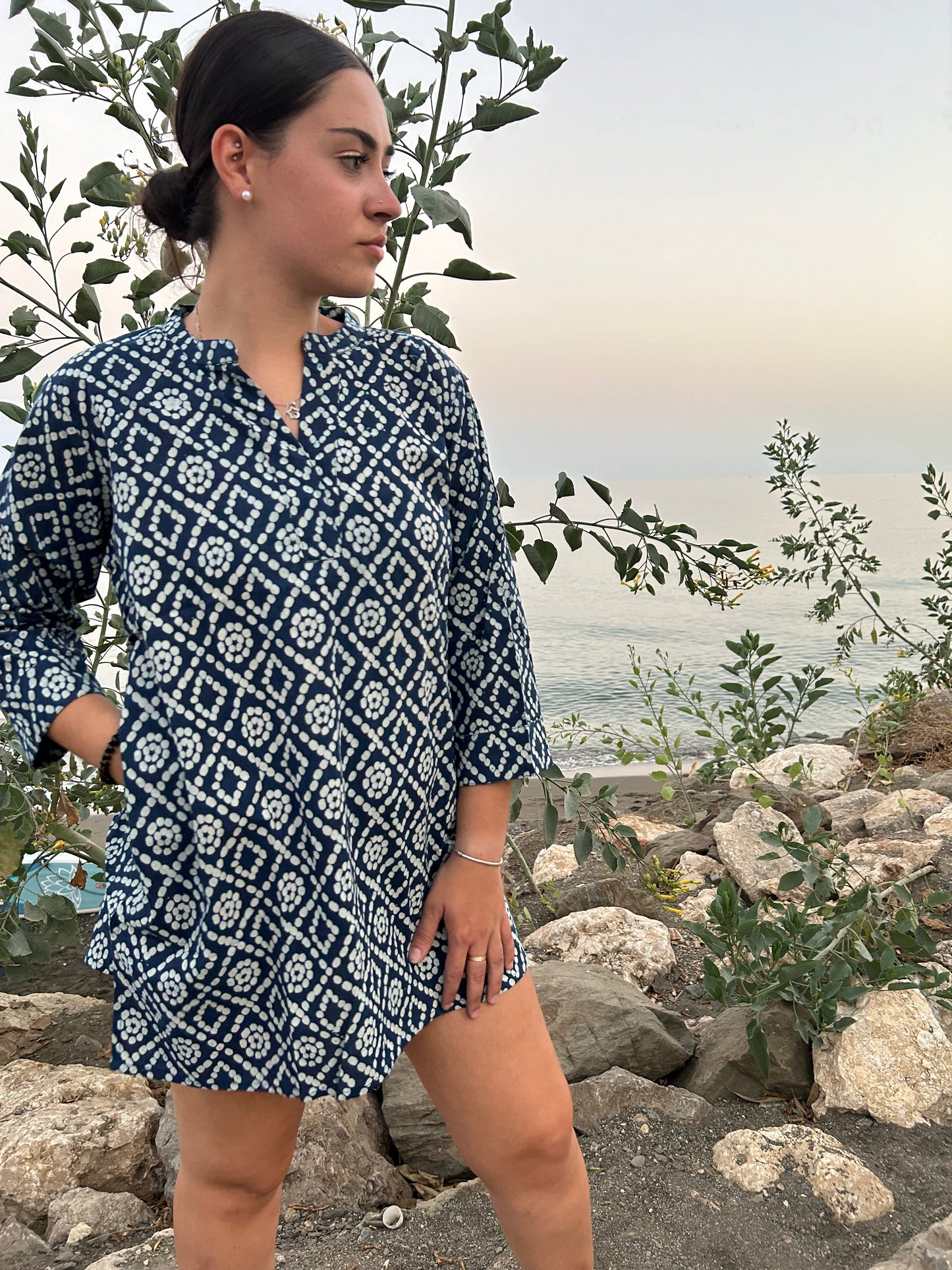 indigo organic tunic