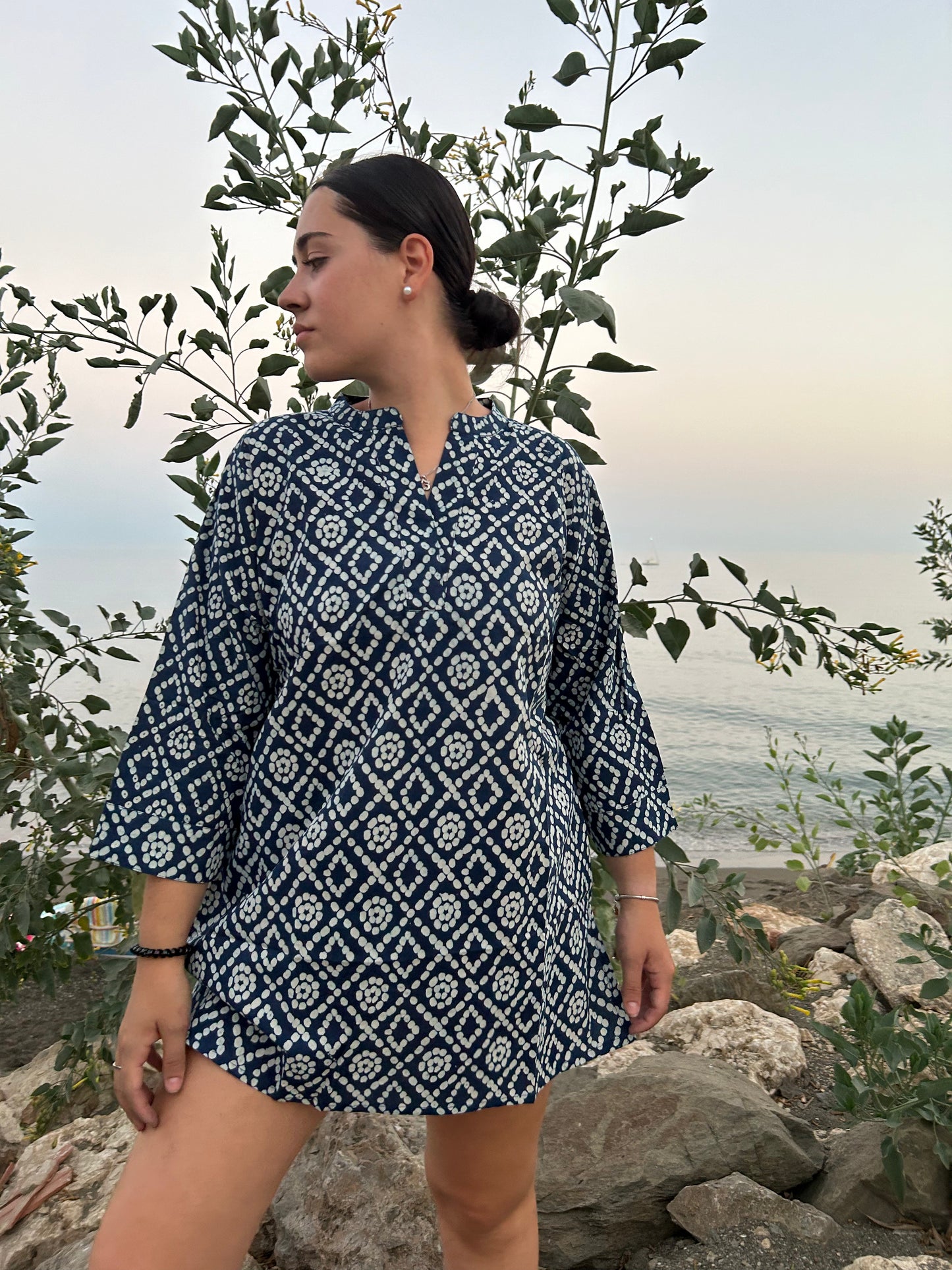 indigo organic tunic