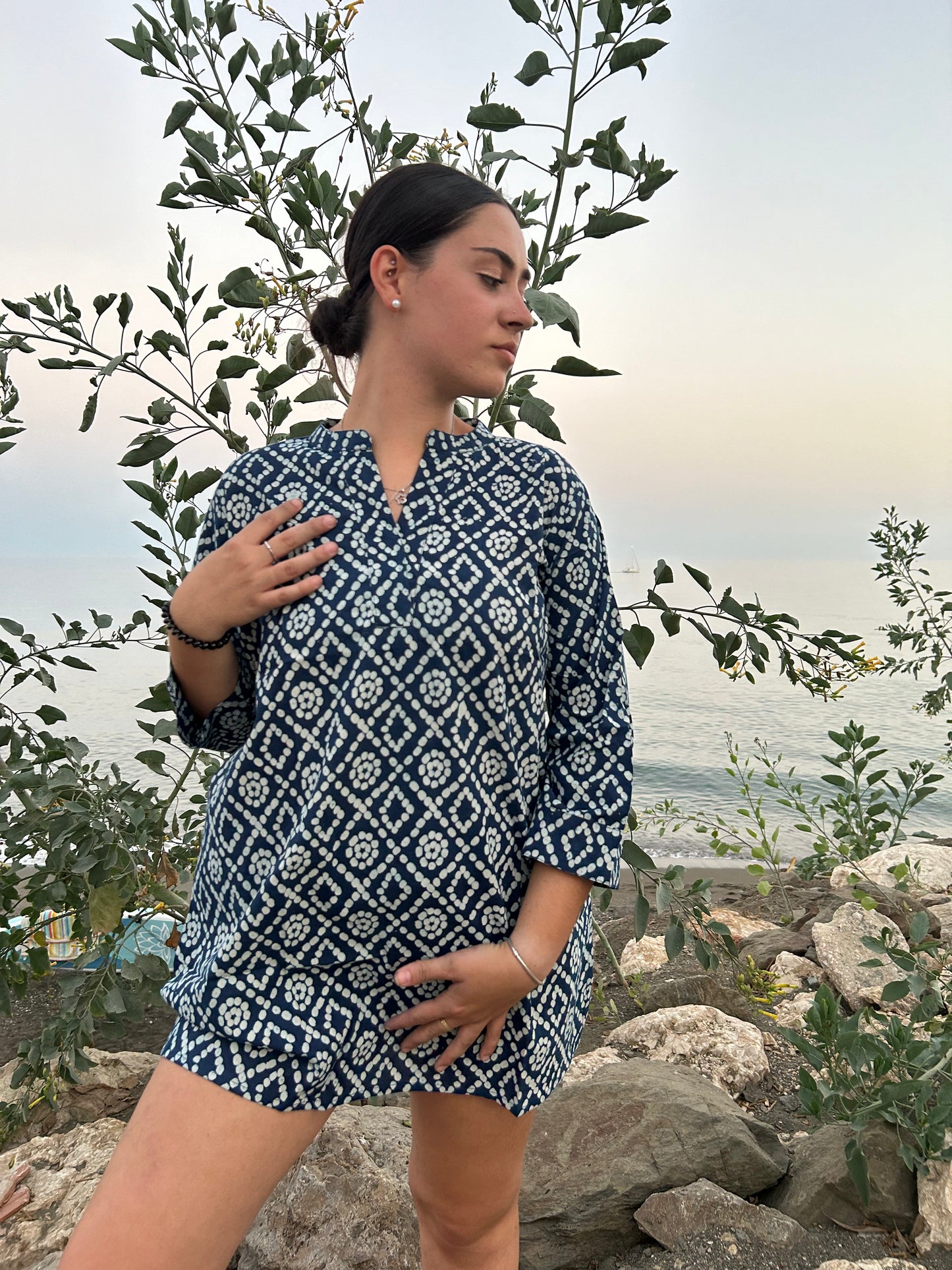 indigo organic tunic