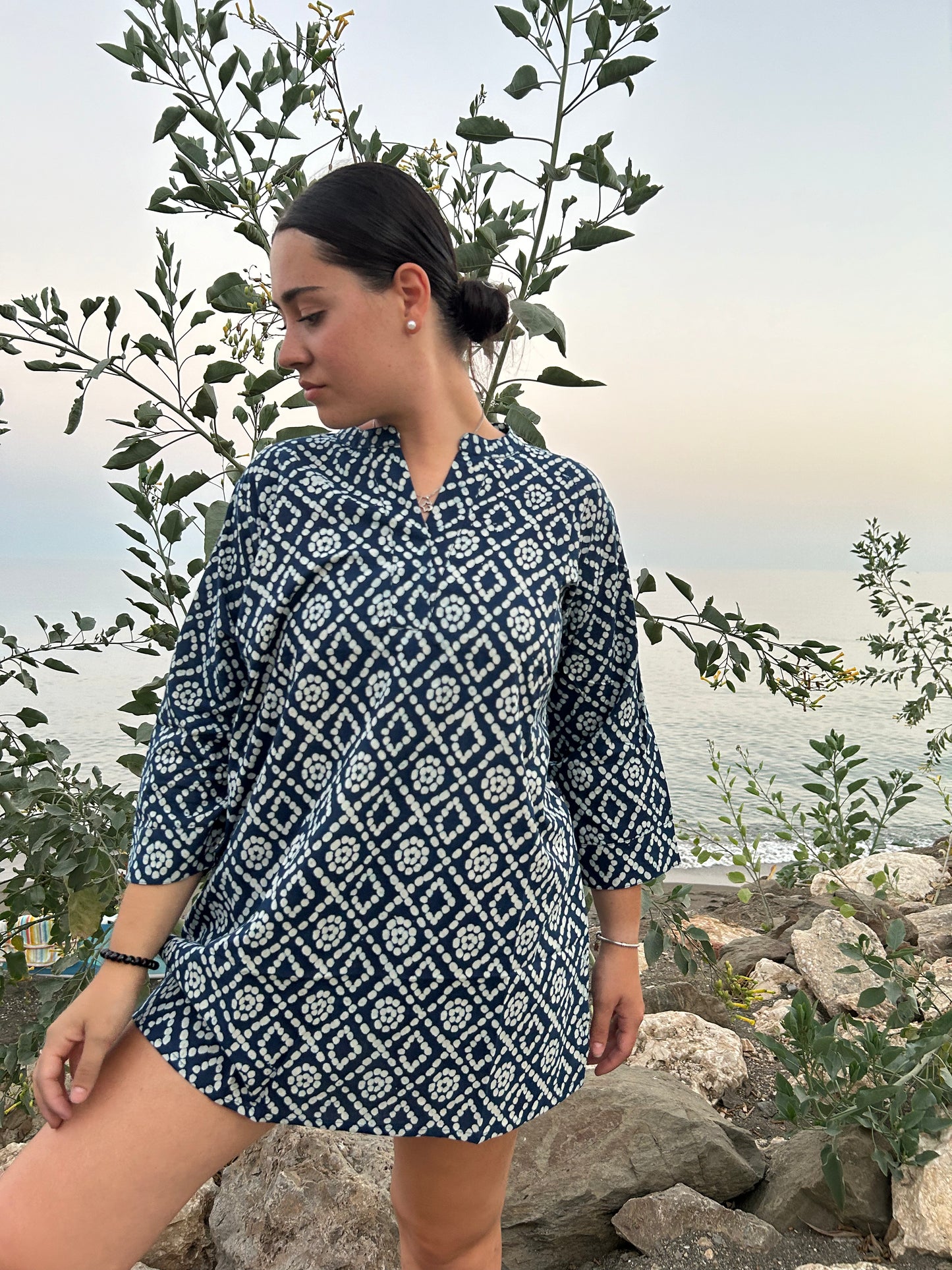 indigo organic tunic