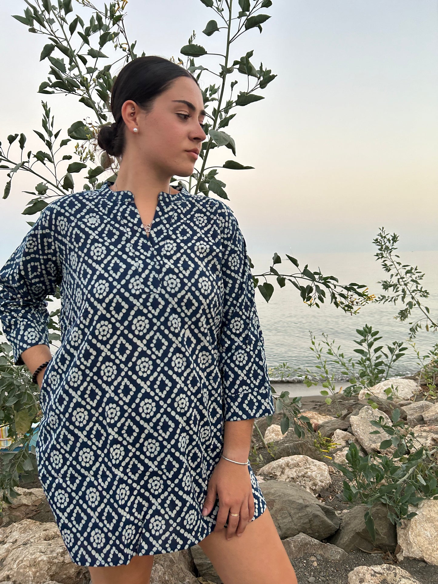 indigo organic tunic