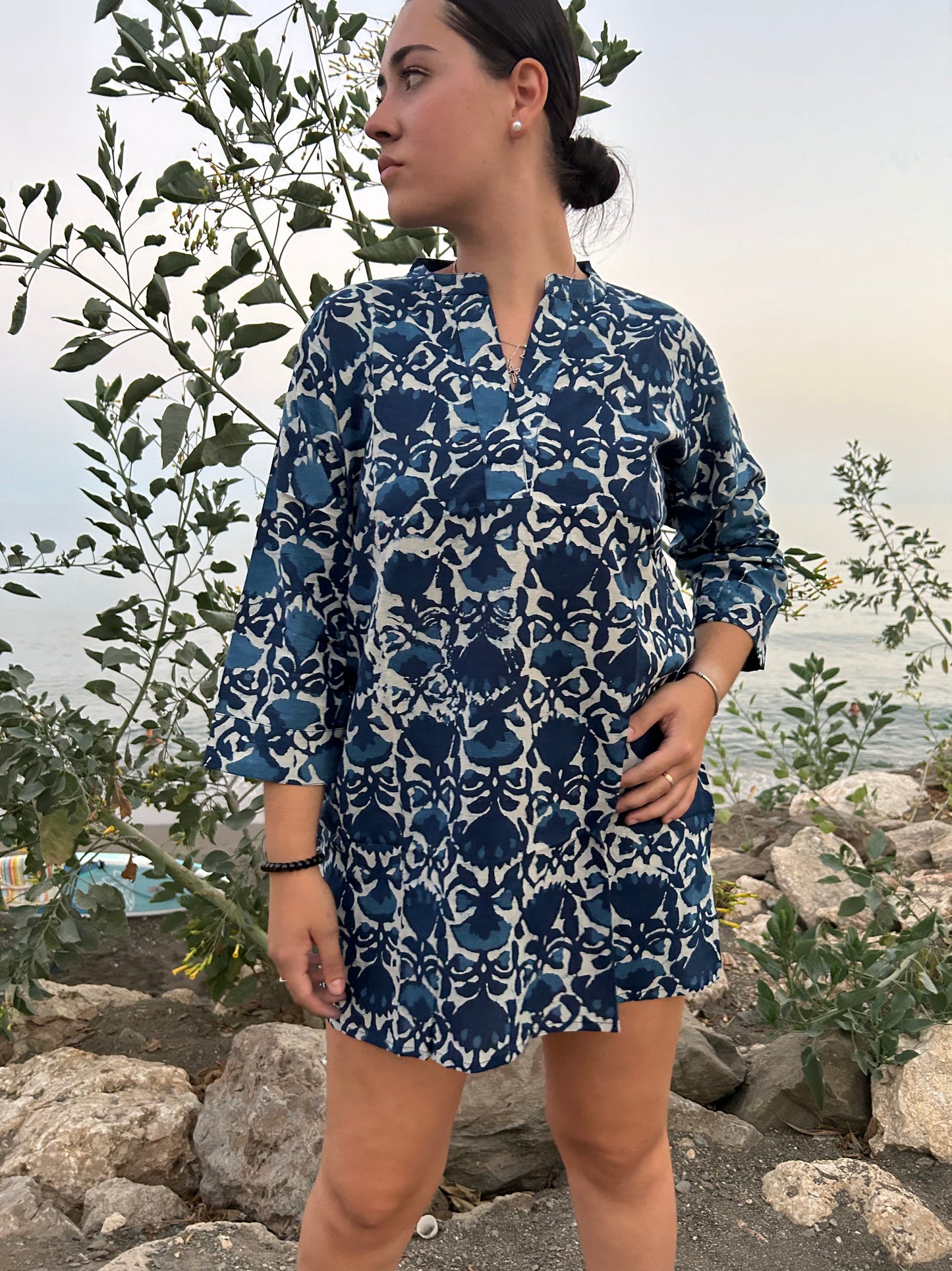 indigo organic tunic