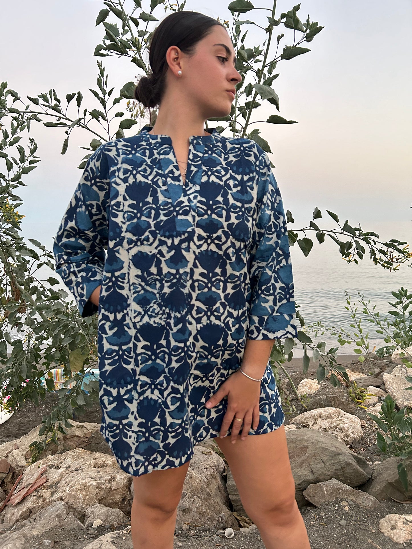 indigo organic tunic