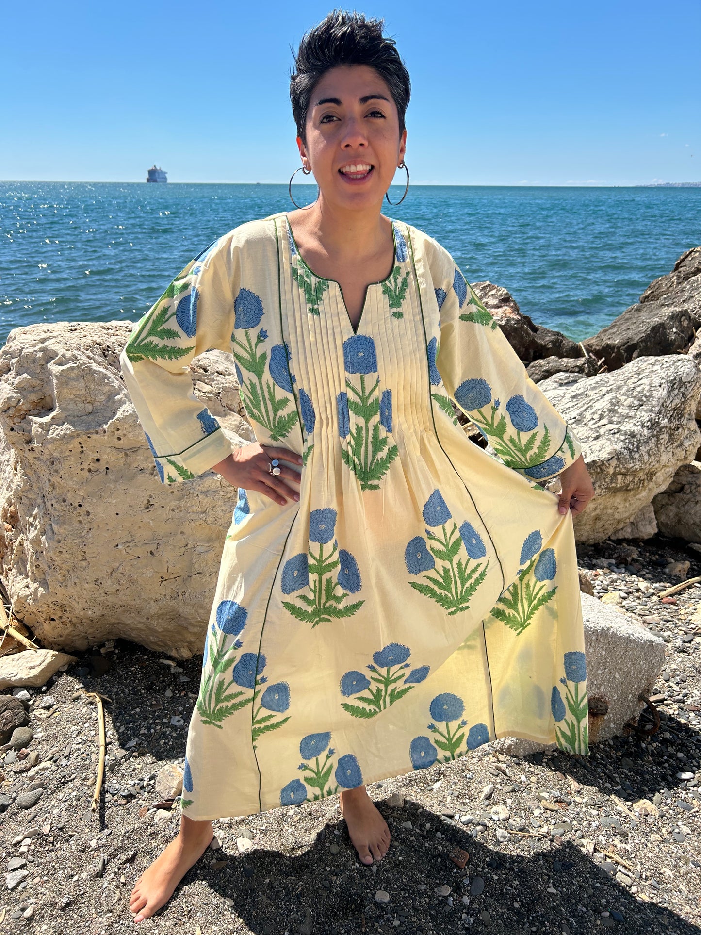 cotton pleated dress