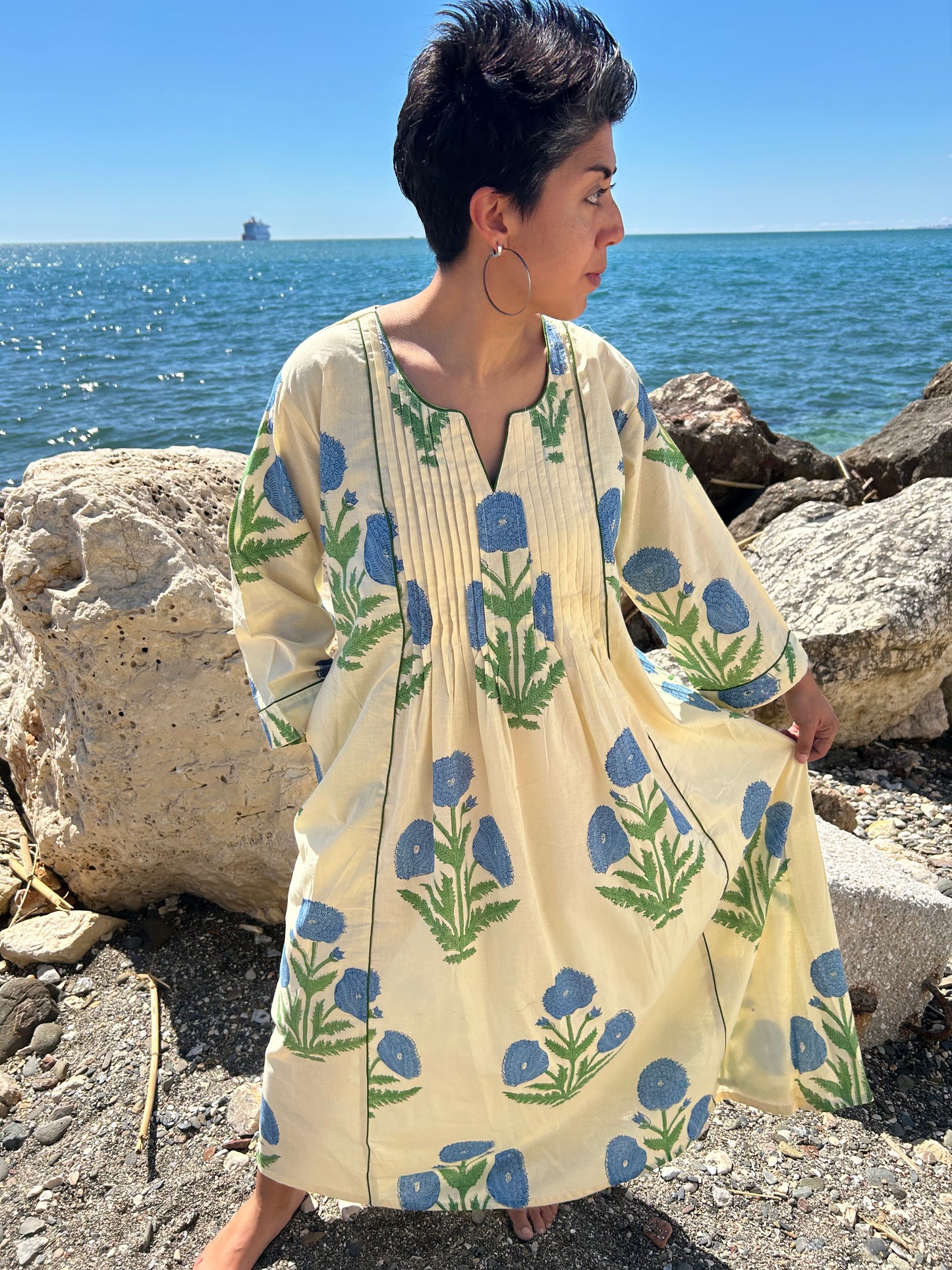 cotton pleated dress