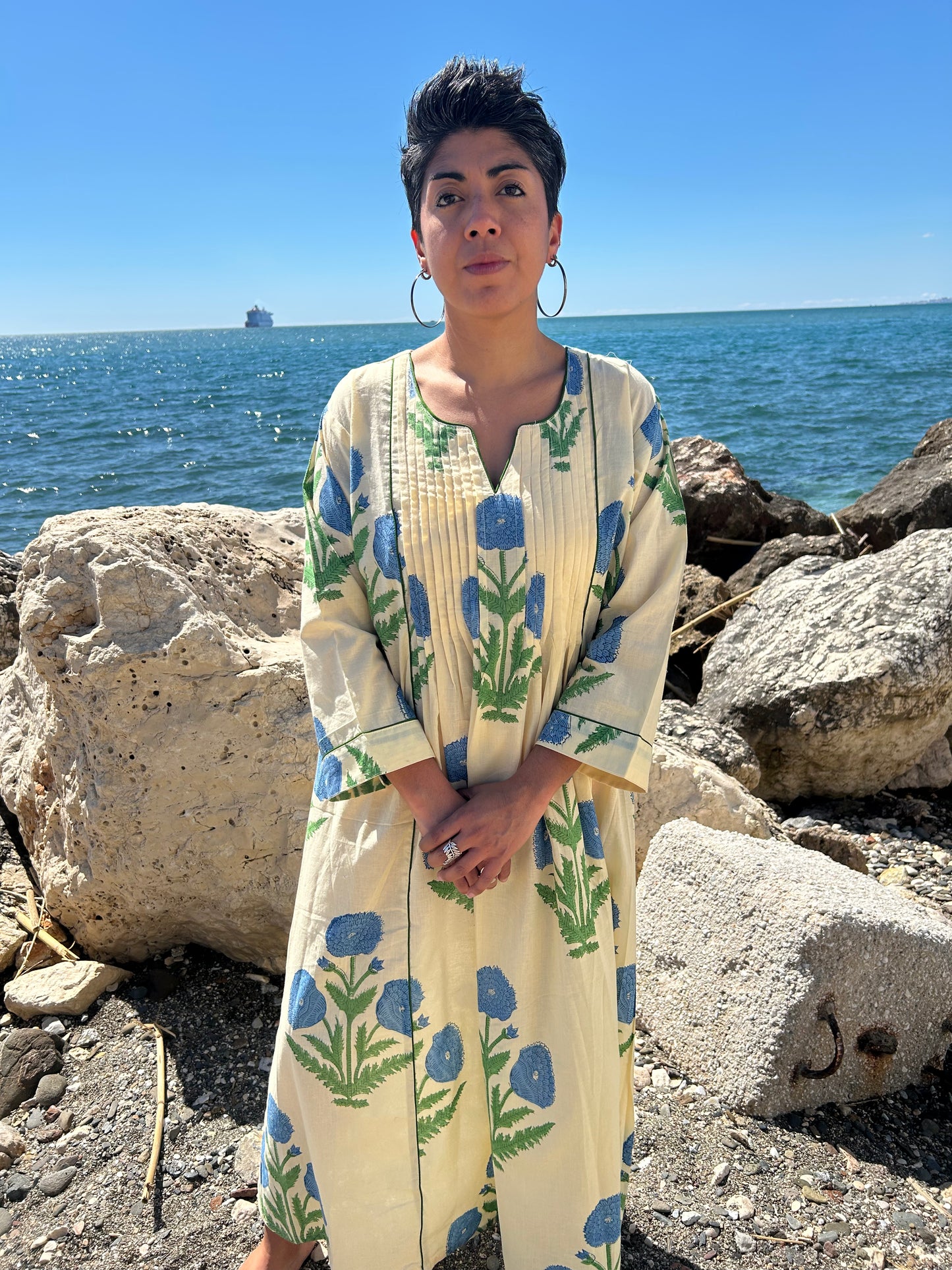 cotton pleated dress