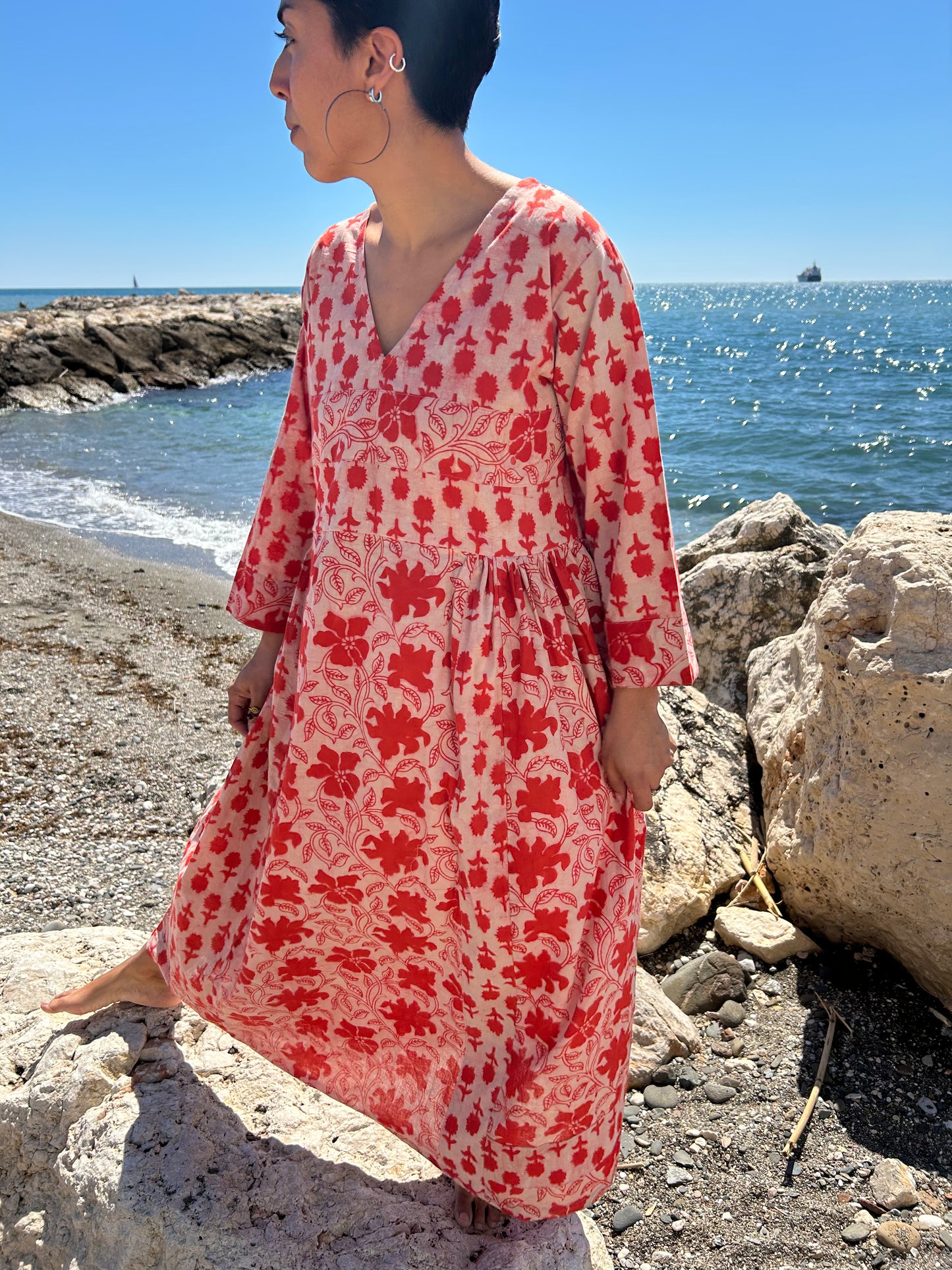 Pink or orange cotton dress