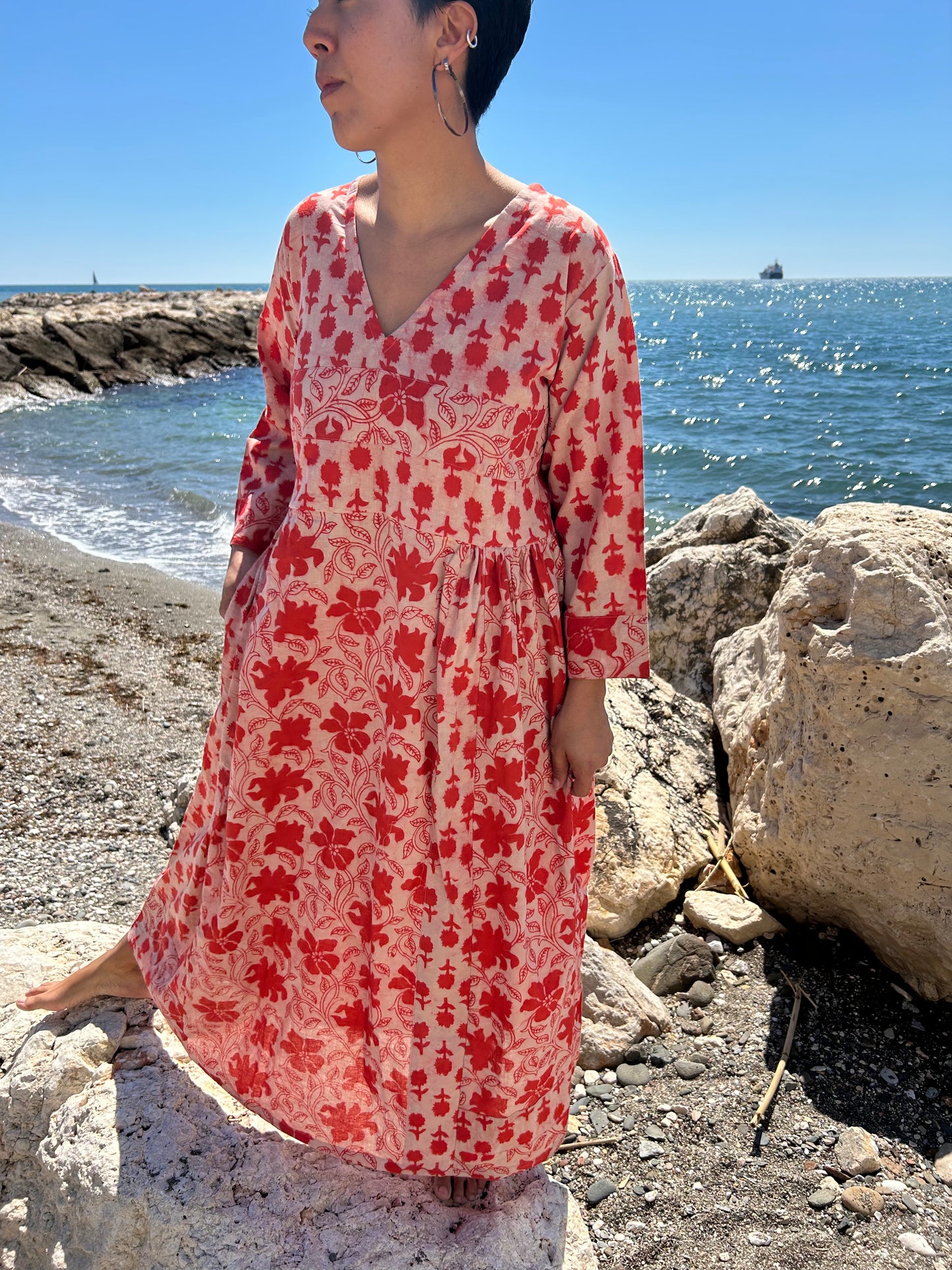 Pink or orange cotton dress