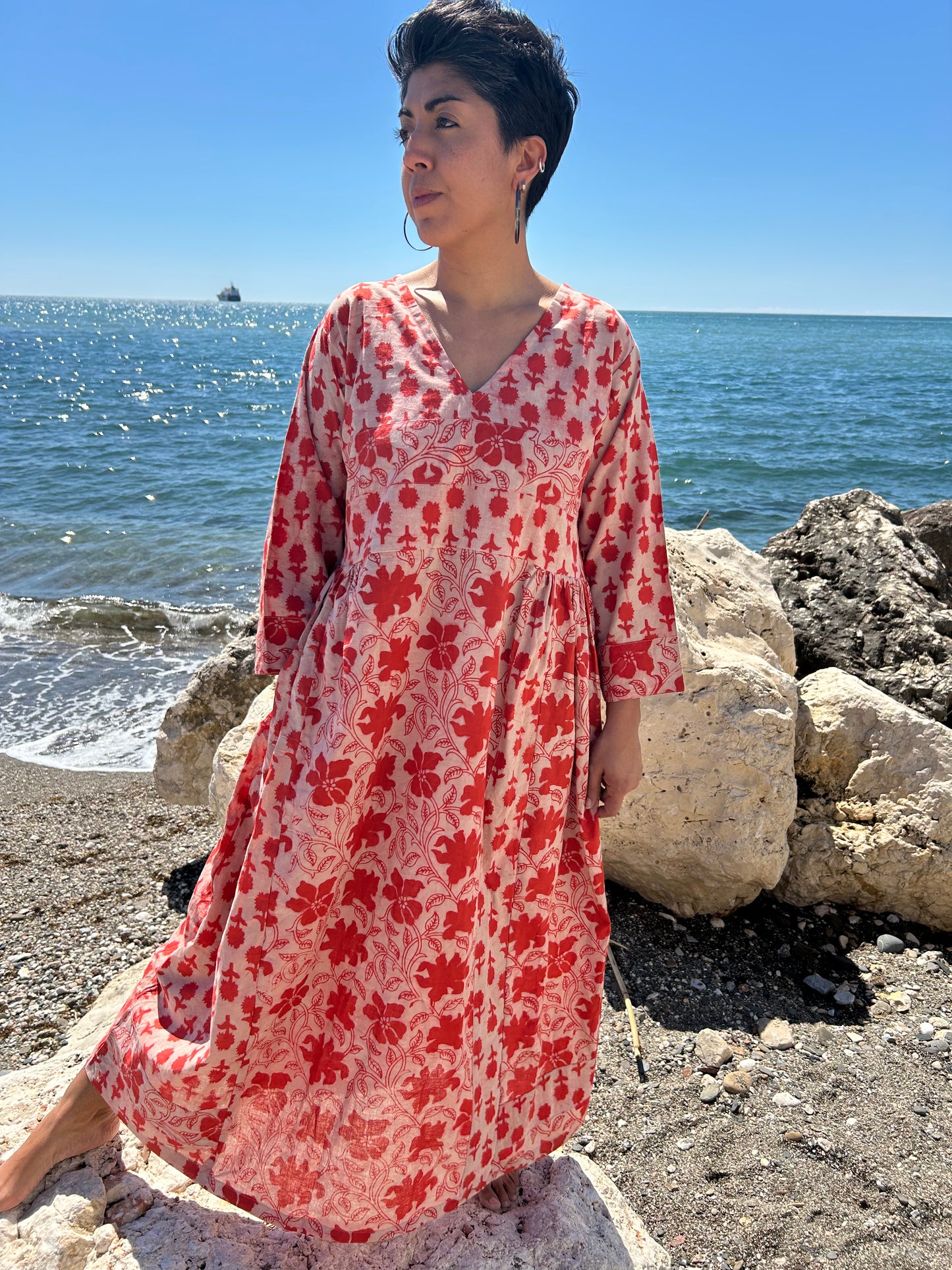 Pink or orange cotton dress