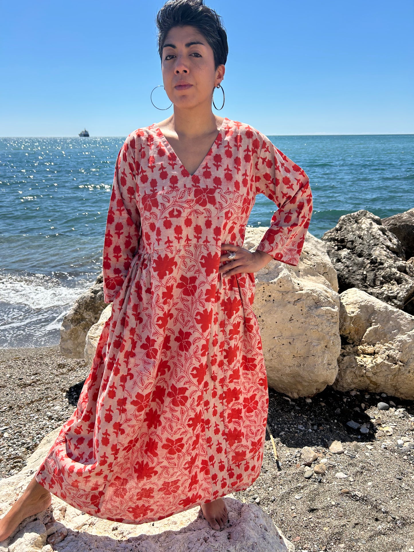 Pink or orange cotton dress