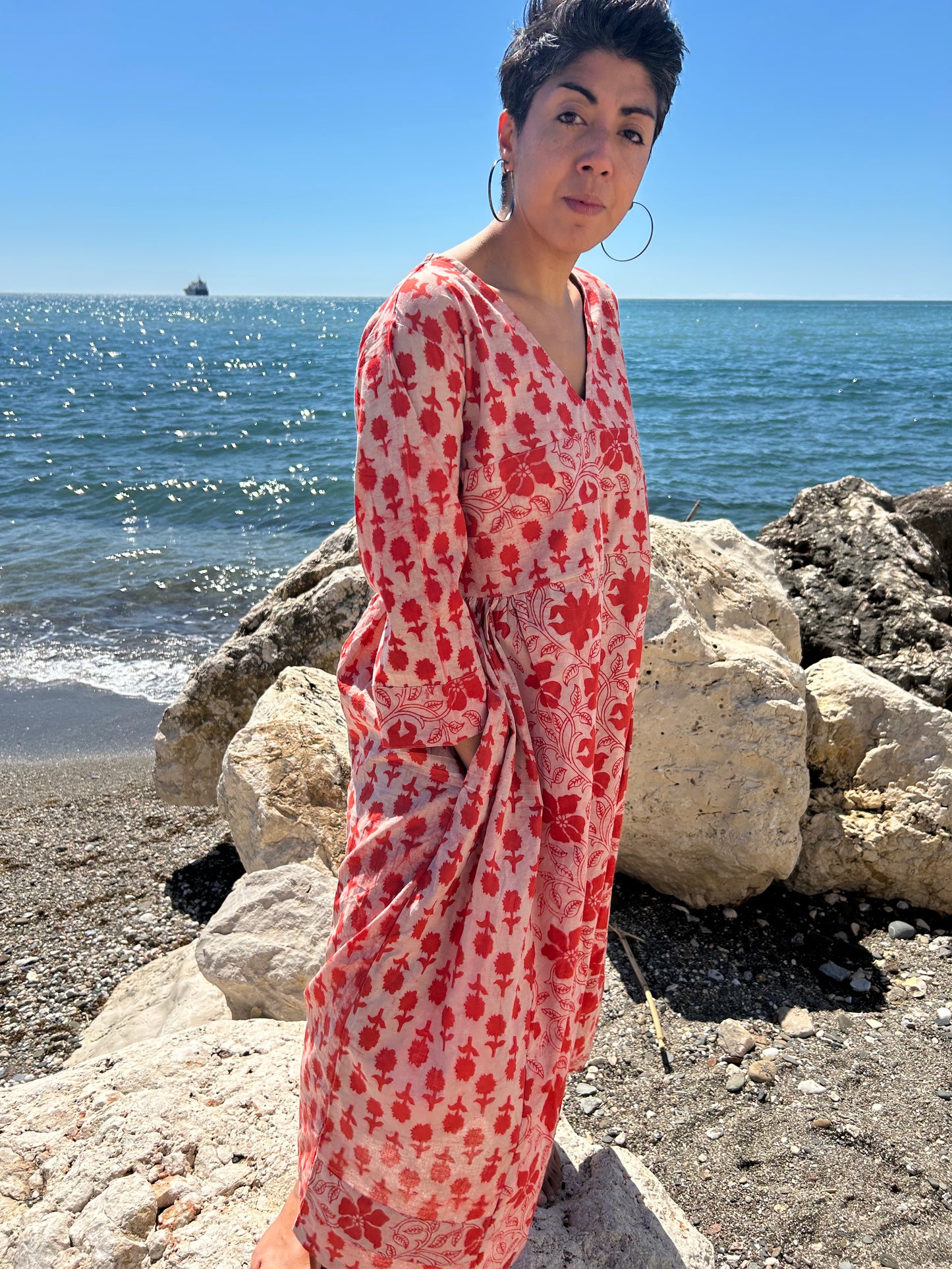 Pink or orange cotton dress