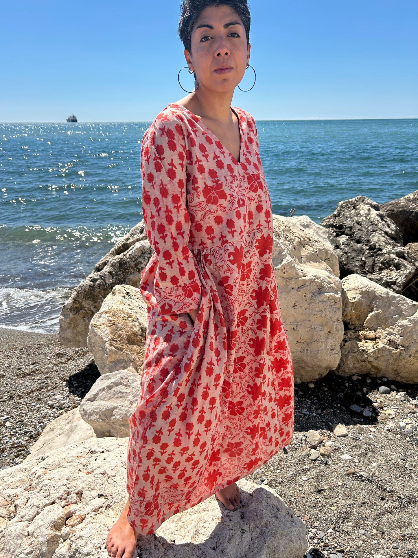 Pink or orange cotton dress