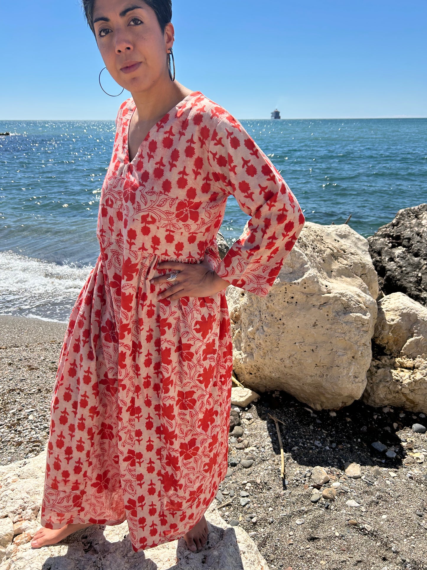 Pink or orange cotton dress