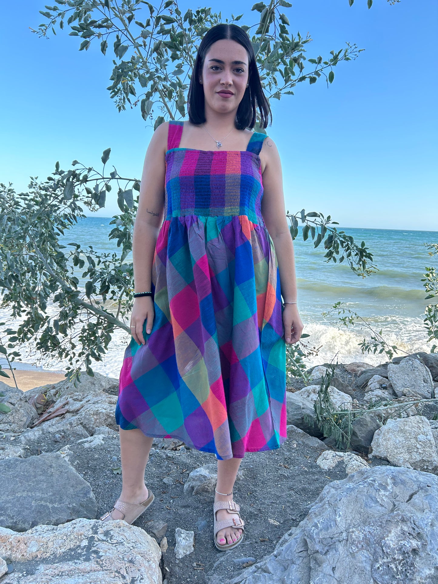 Handwoven cotton smoking dress