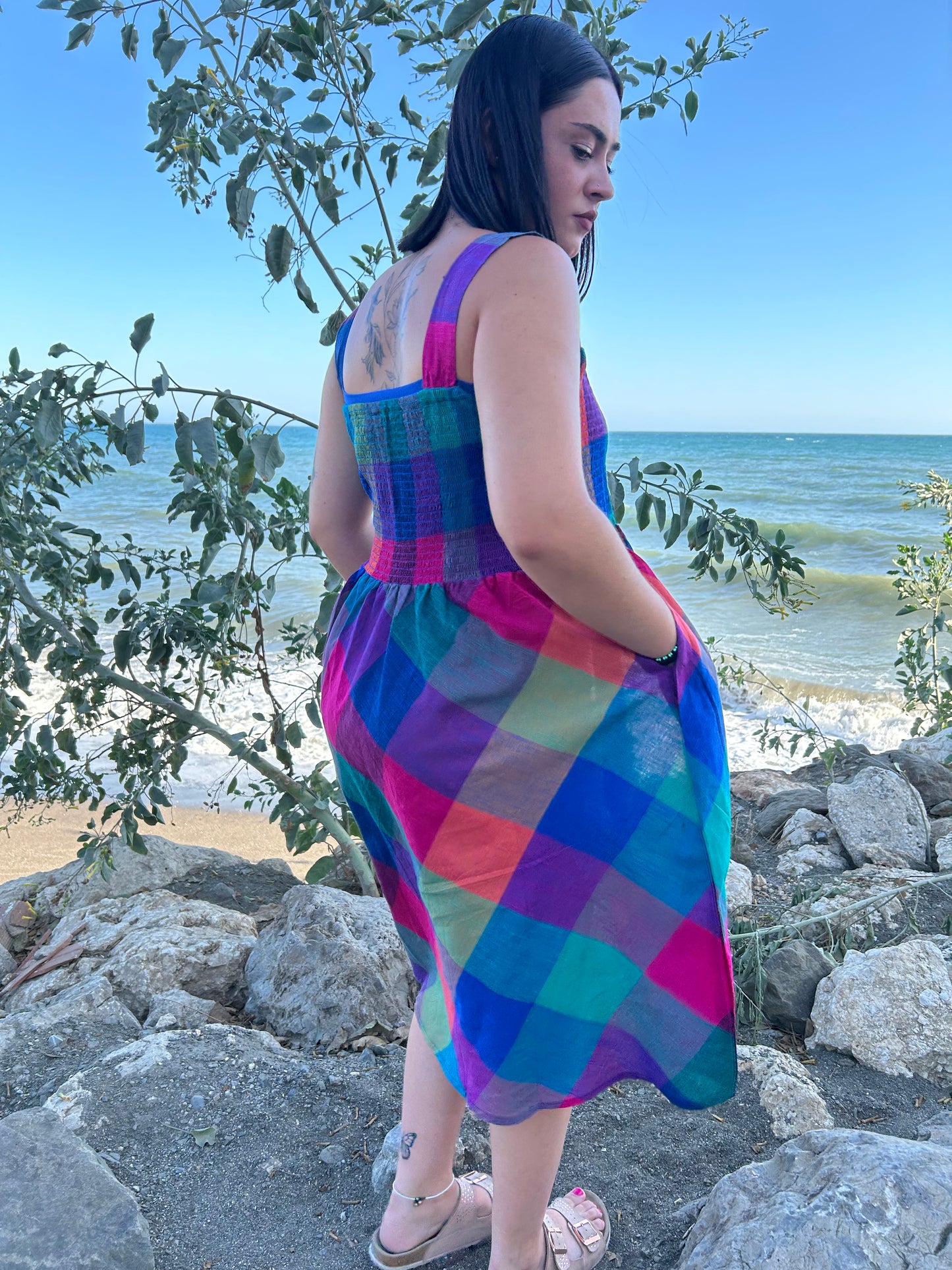 Handwoven cotton smoking dress