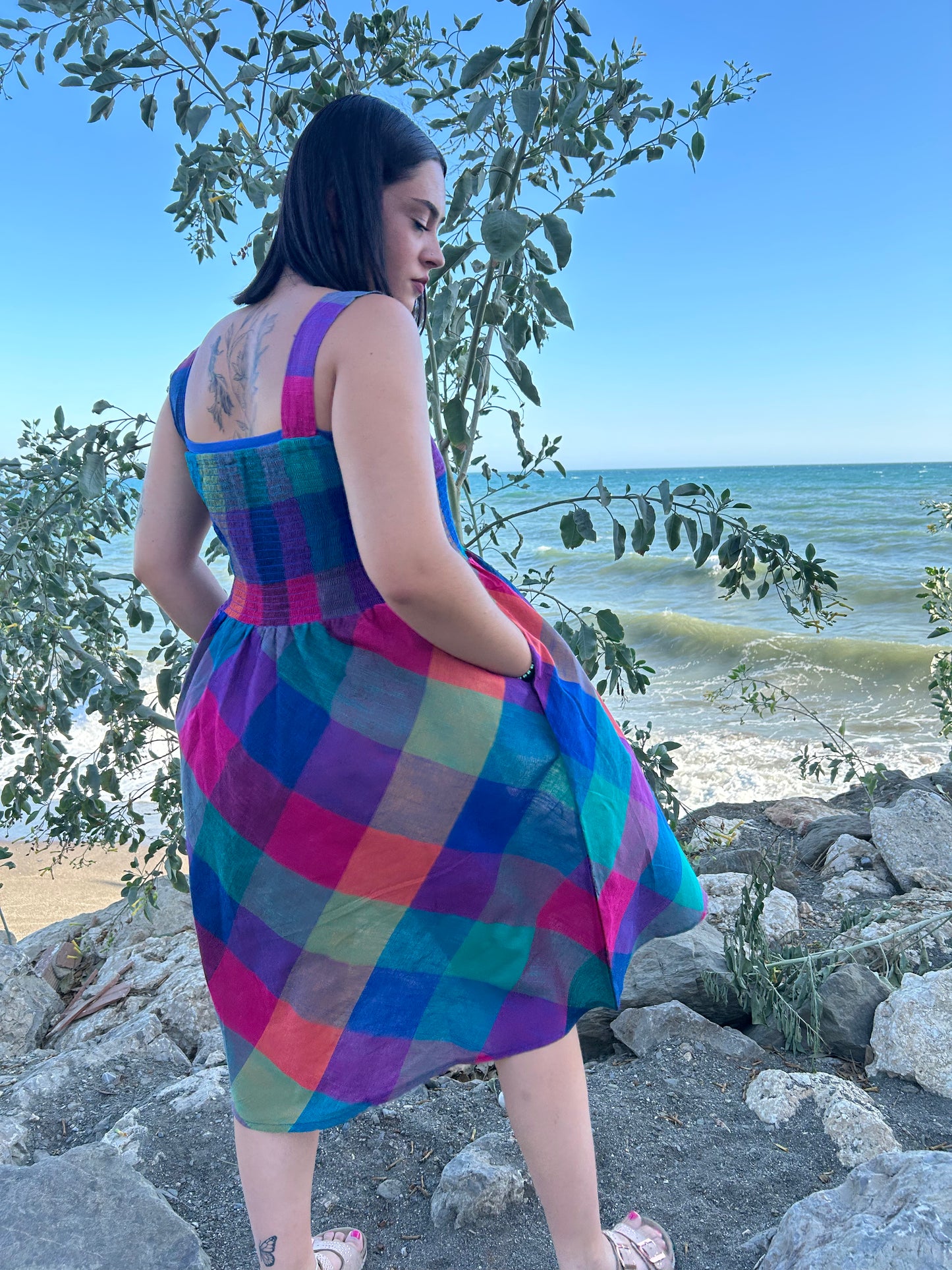 Handwoven cotton smoking dress