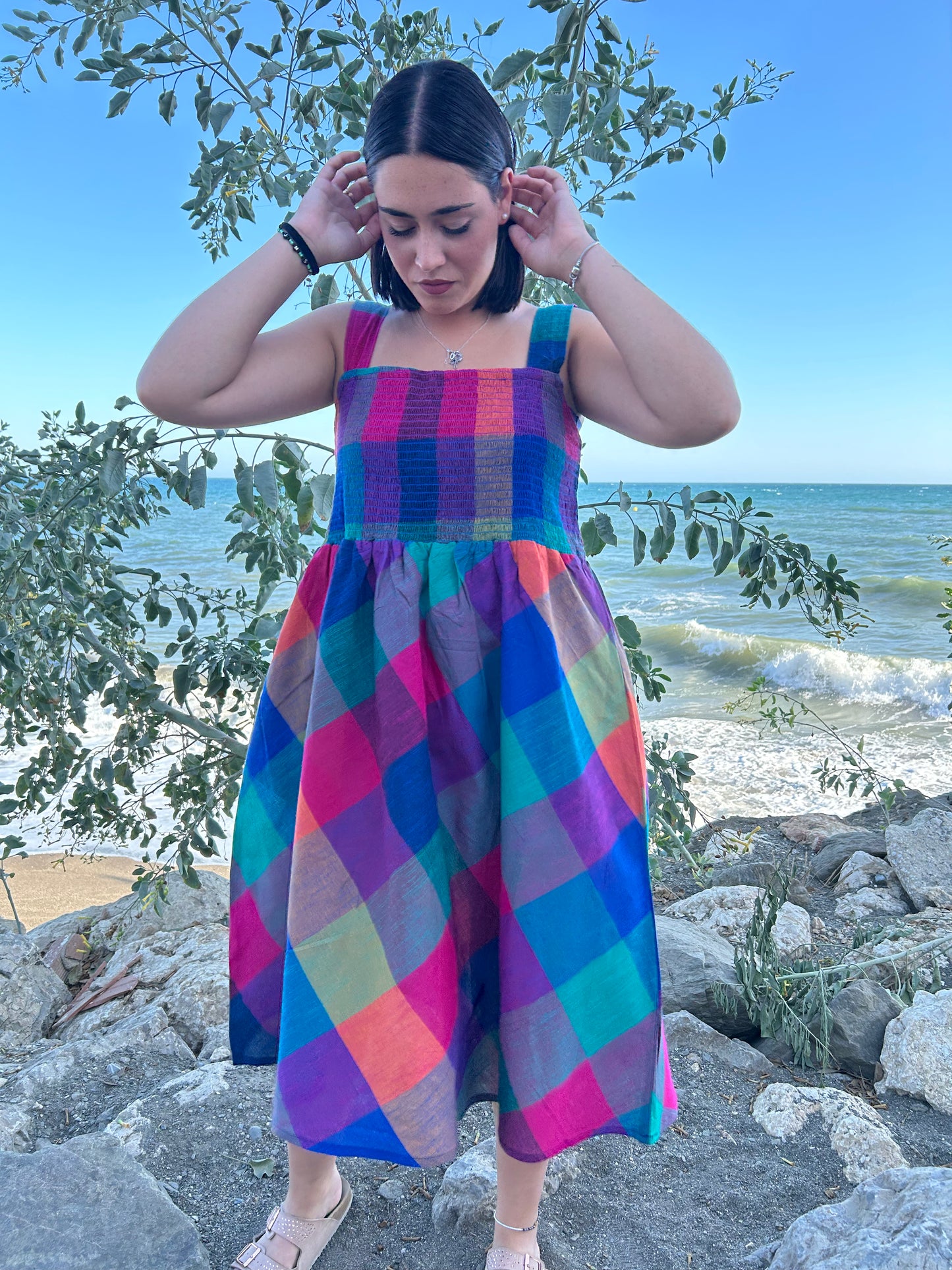 Handwoven cotton smoking dress