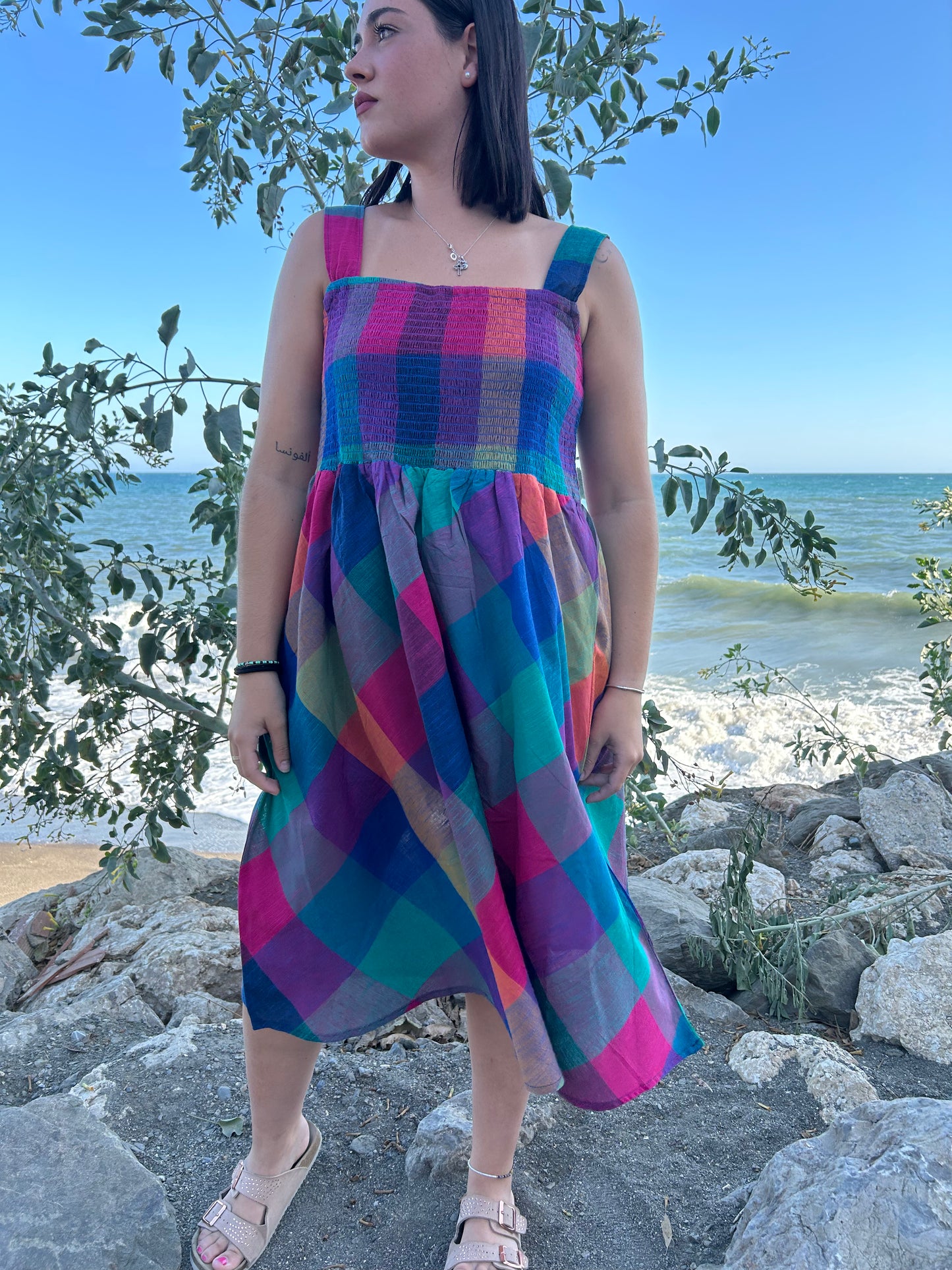 Handwoven cotton smoking dress