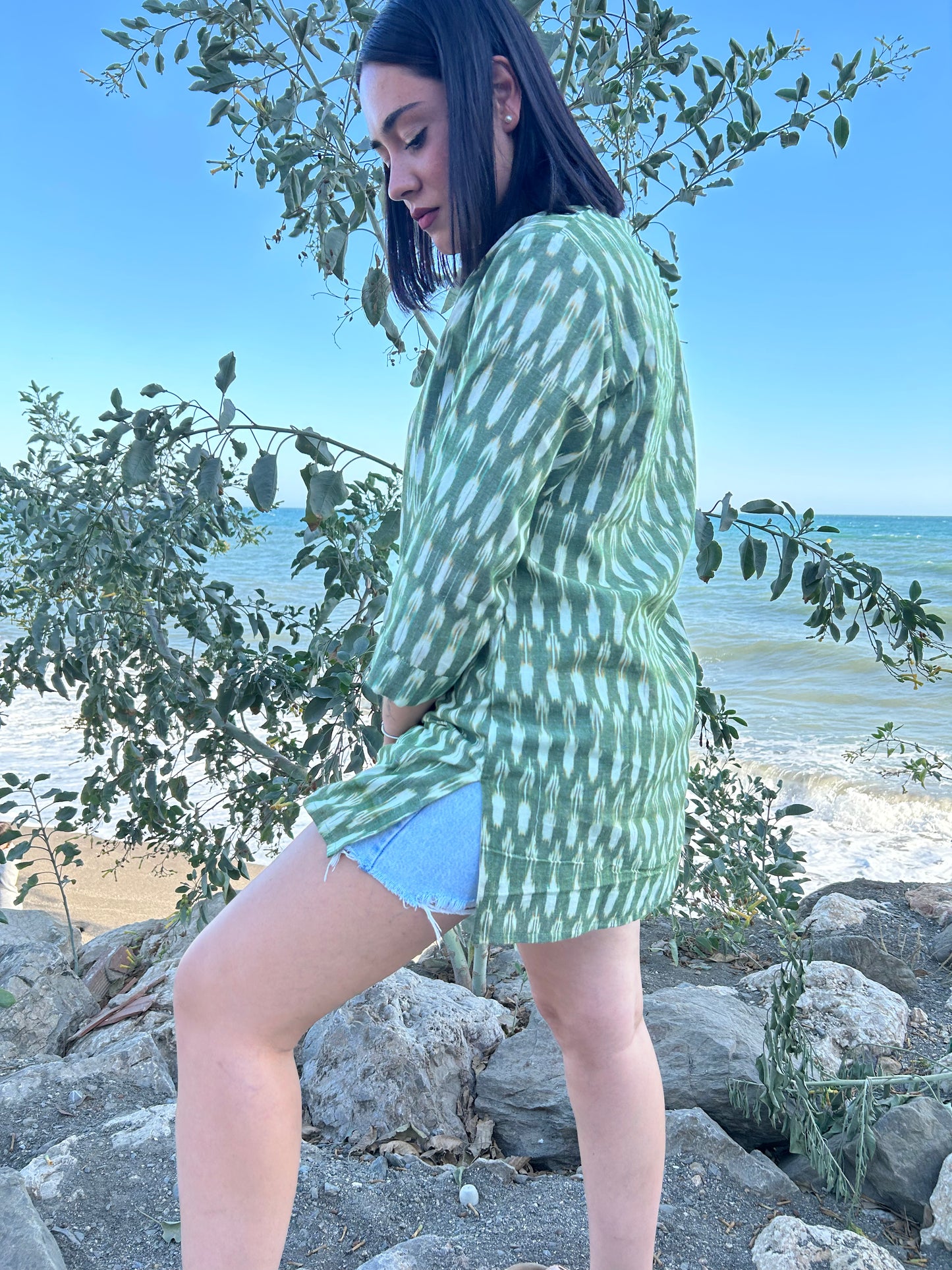 Handwoven cotton Green tunic