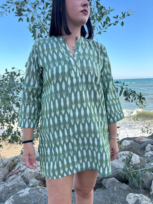 Handwoven cotton Green tunic