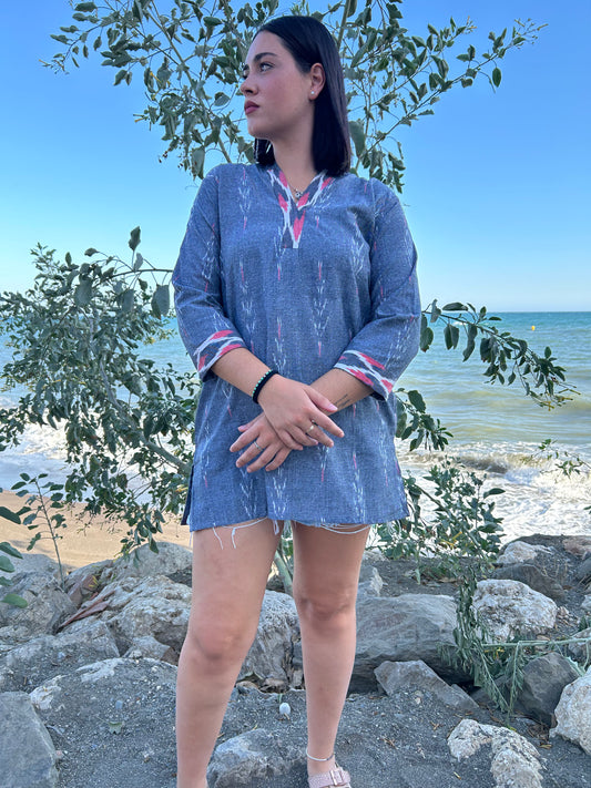 Gray handwoven cotton tunic