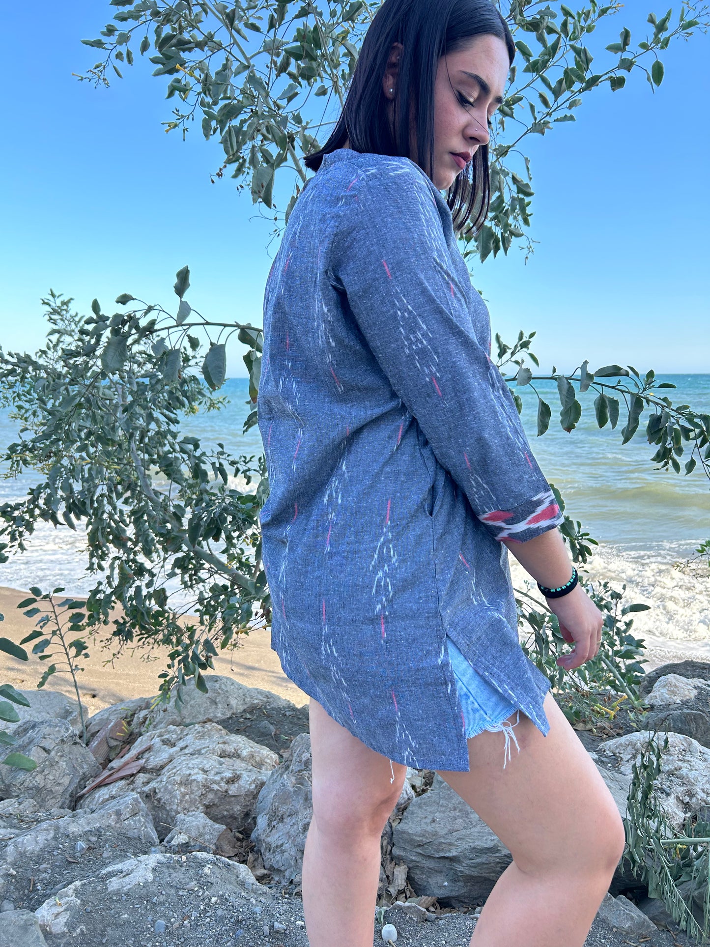 Gray handwoven cotton tunic