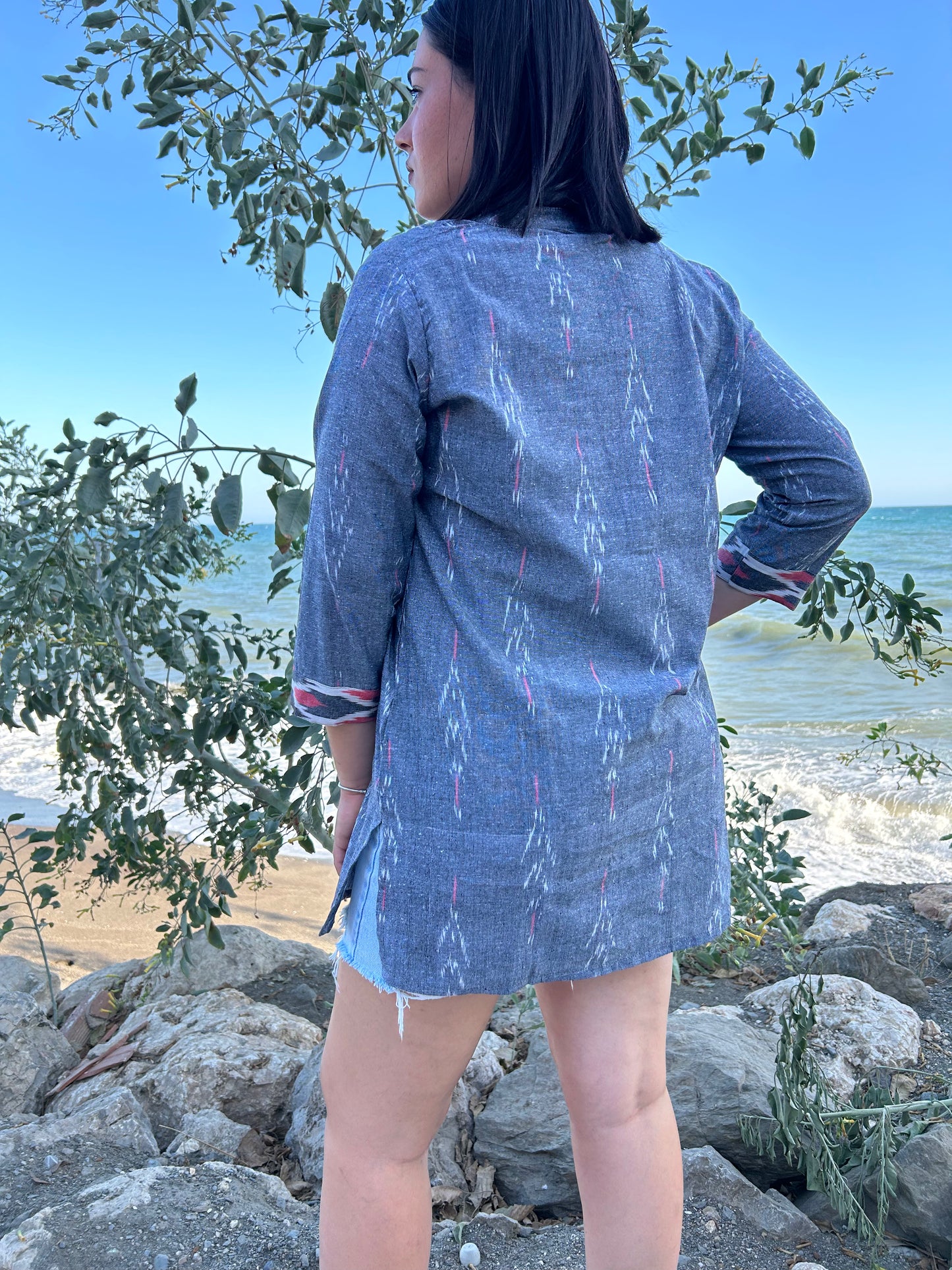 Gray handwoven cotton tunic