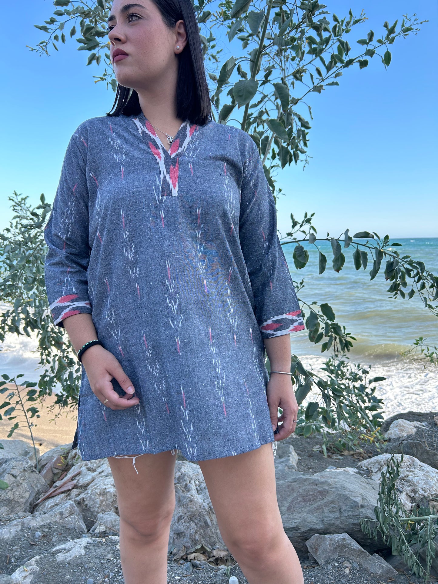 Gray handwoven cotton tunic