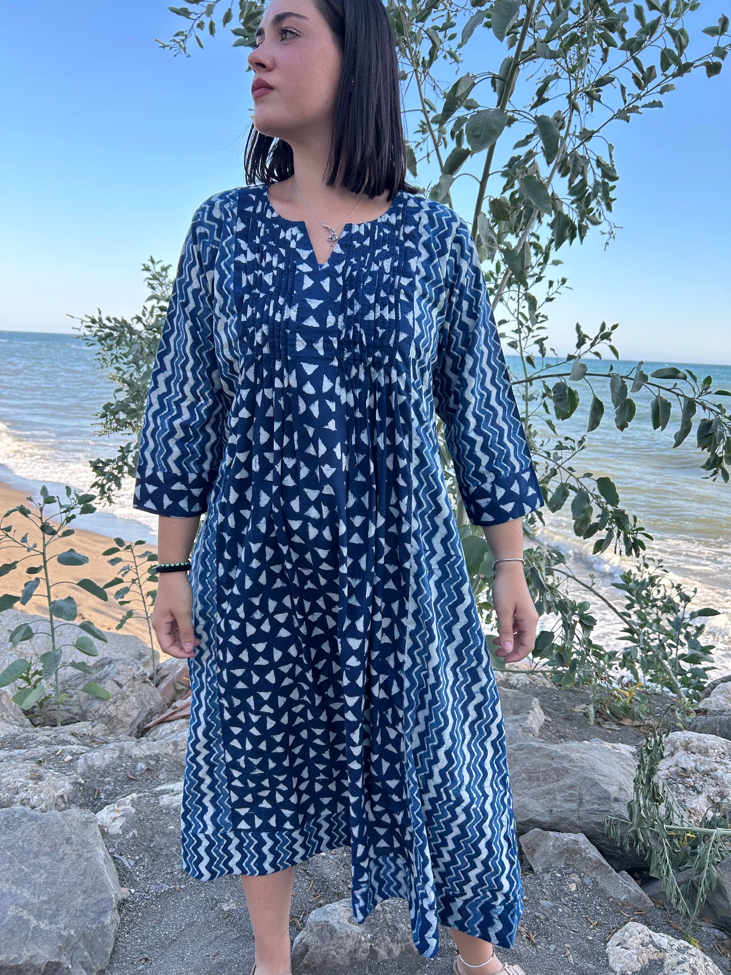 handmade organic cotton pleated dress