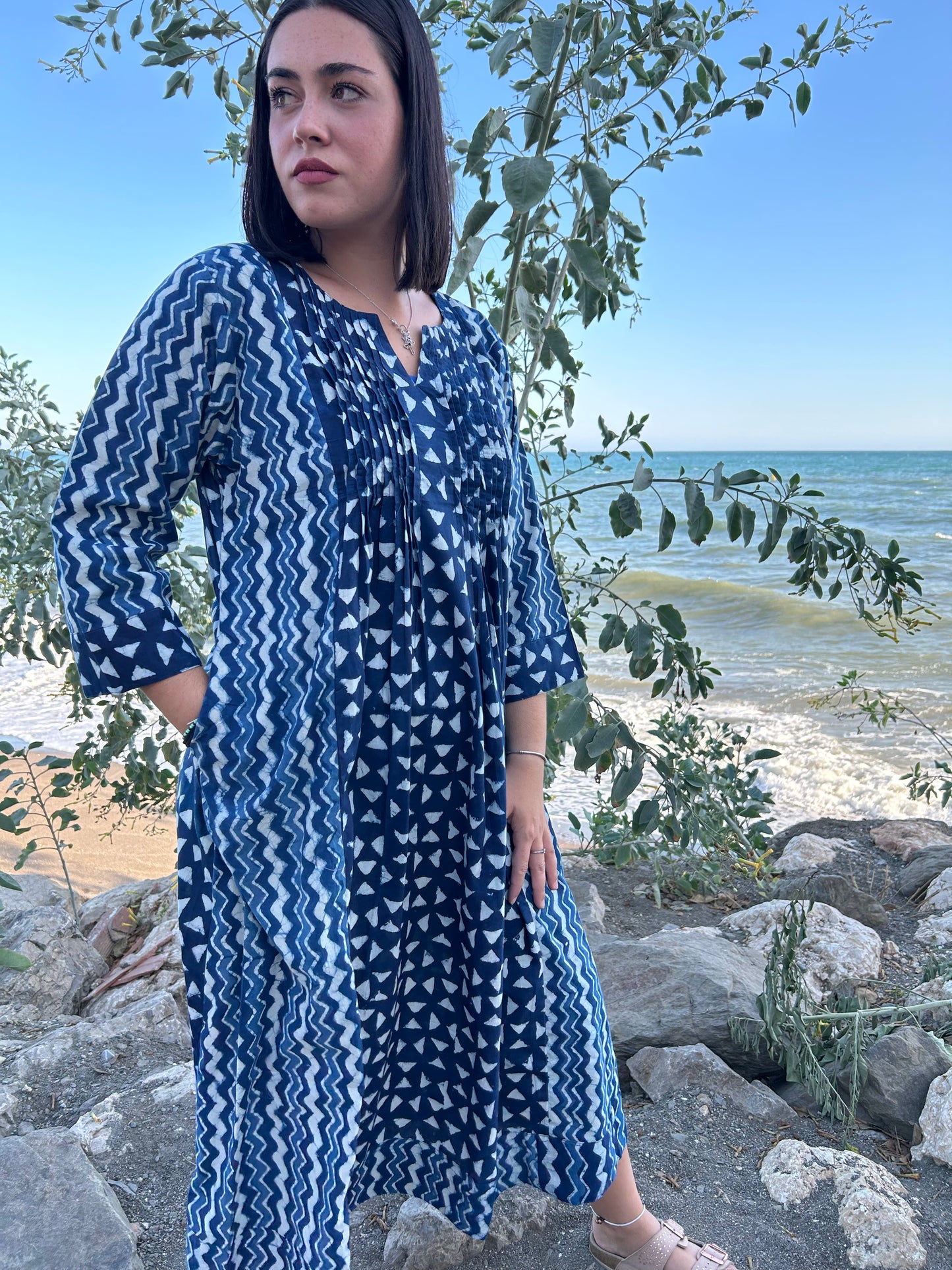 handmade organic cotton pleated dress