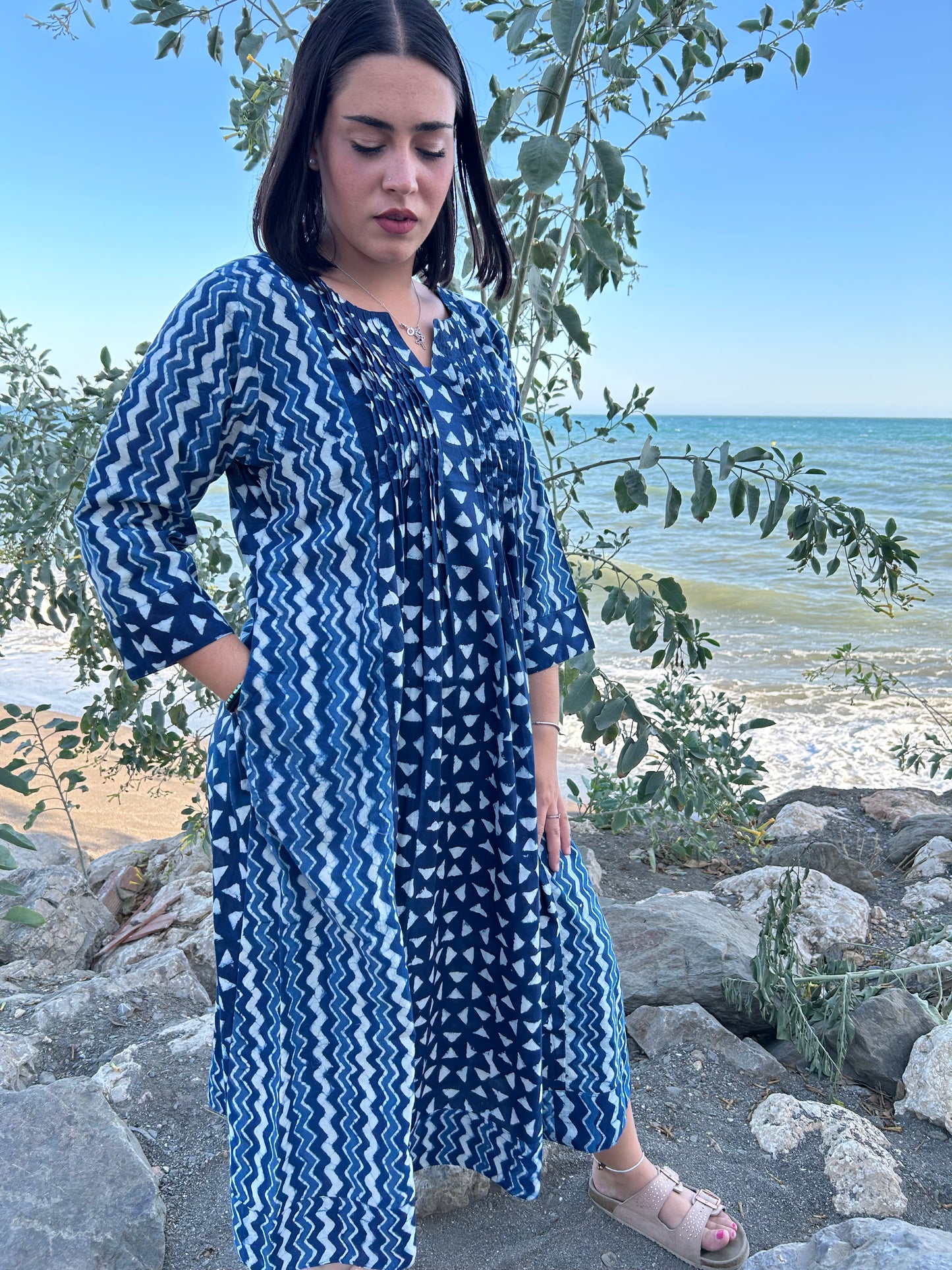 handmade organic cotton pleated dress