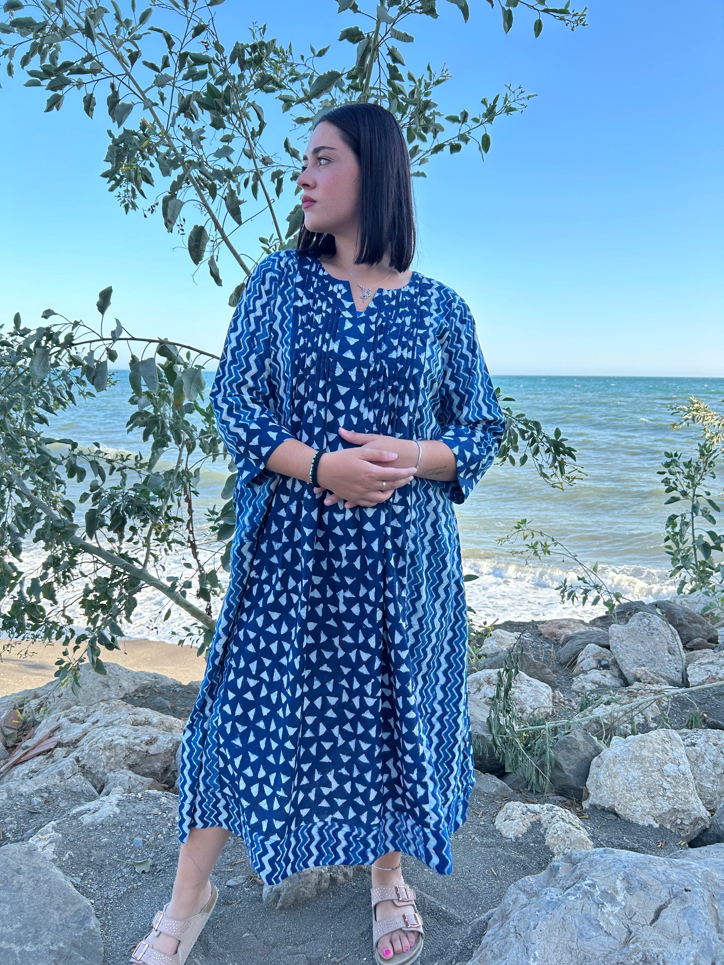 handmade organic cotton pleated dress