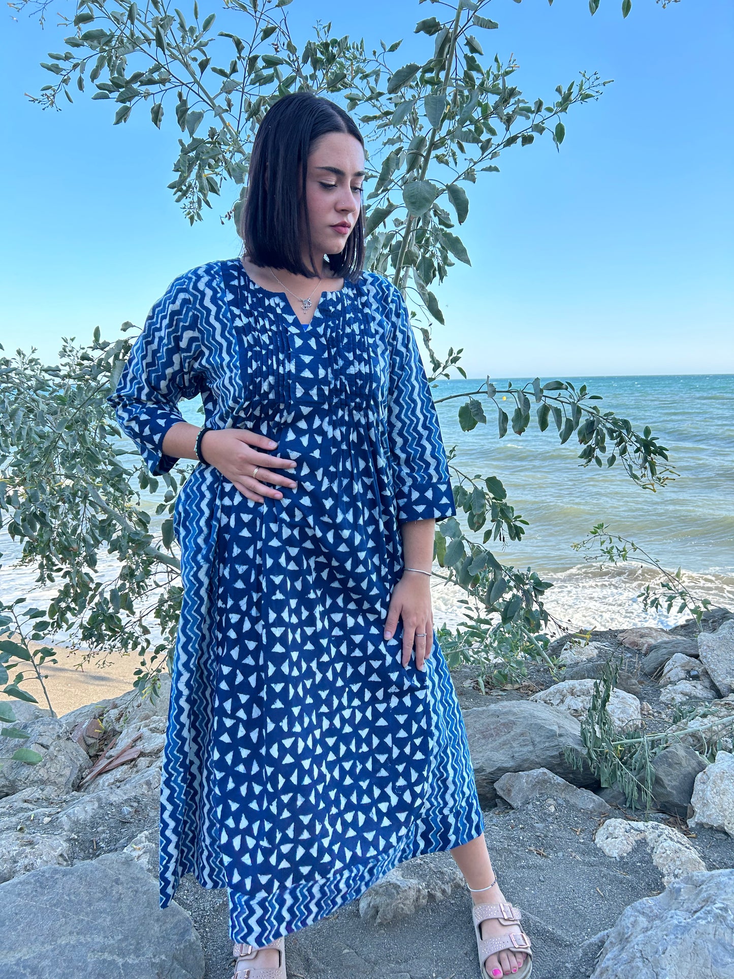 handmade organic cotton pleated dress