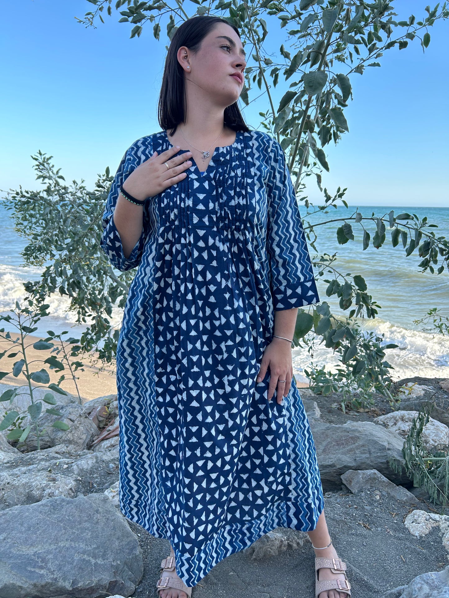 handmade organic cotton pleated dress