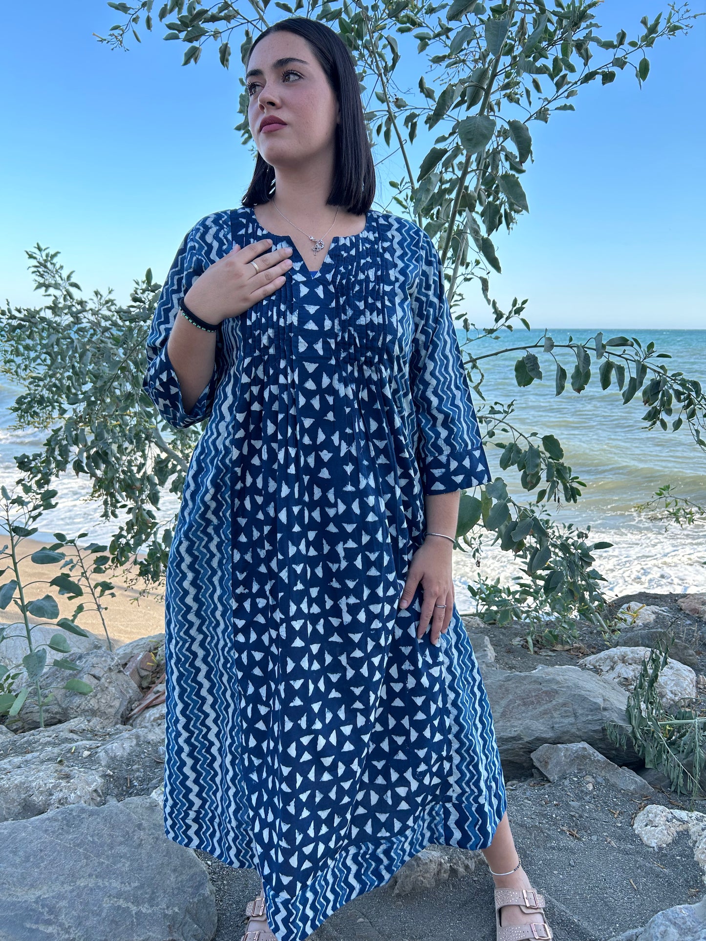handmade organic cotton pleated dress