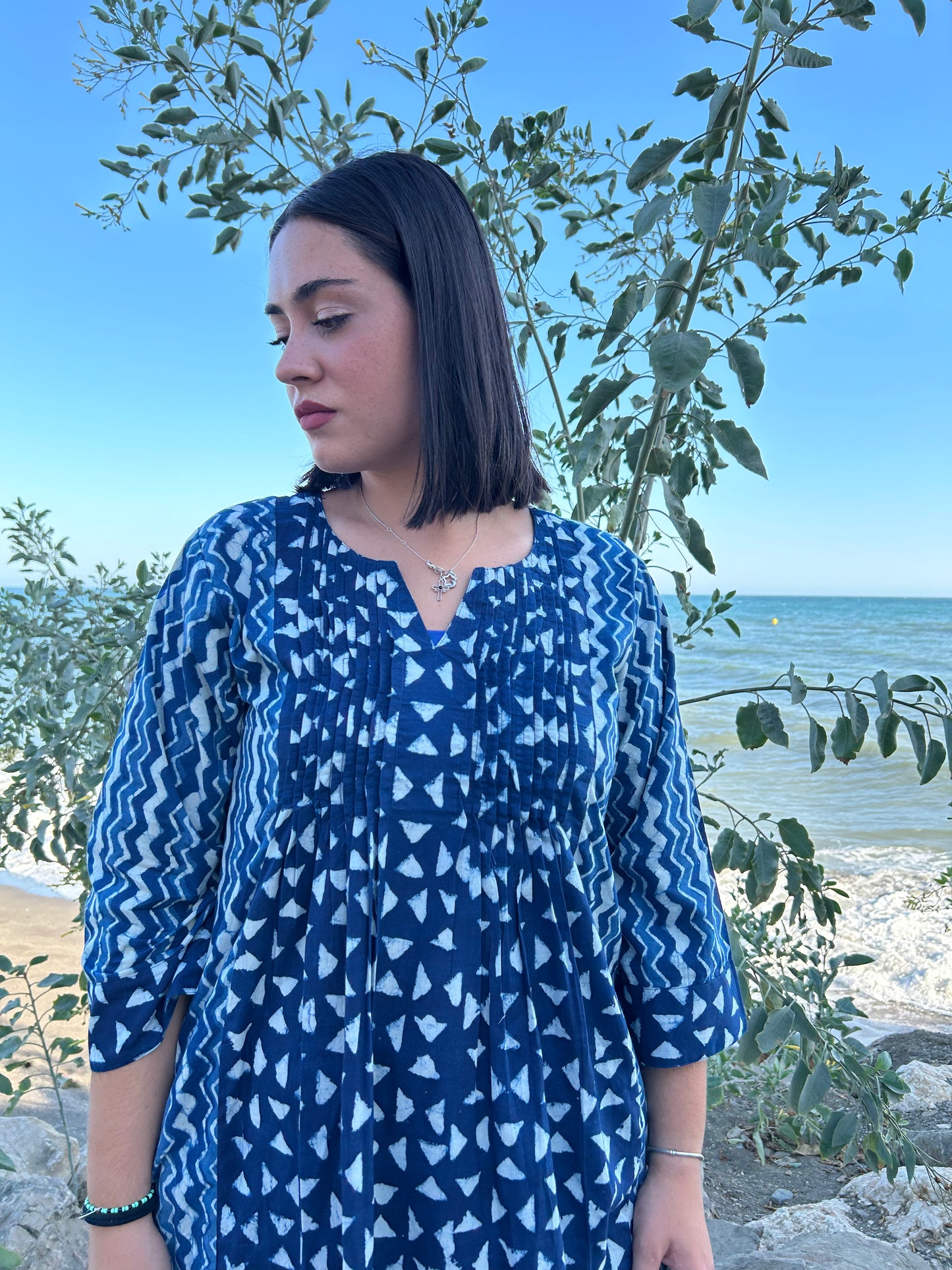 handmade organic cotton pleated dress