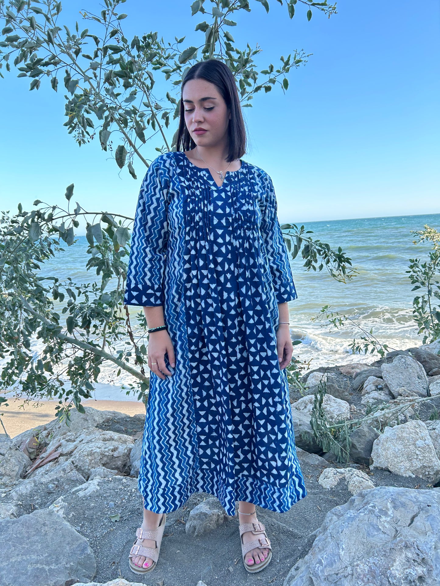 handmade organic cotton pleated dress